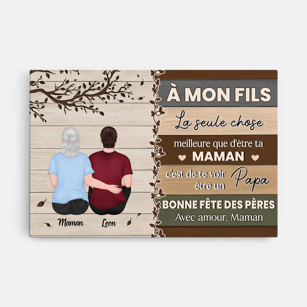 Toile Personnalisée Photo Pour Fête des Pères - À Mon Fils