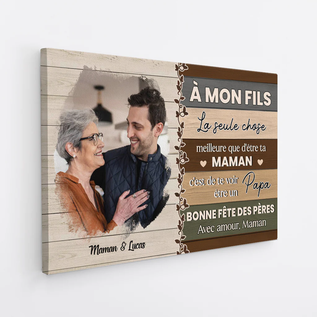 Toile Personnalisée Photo Pour Fête des Pères - À Mon Fils - Image 2
