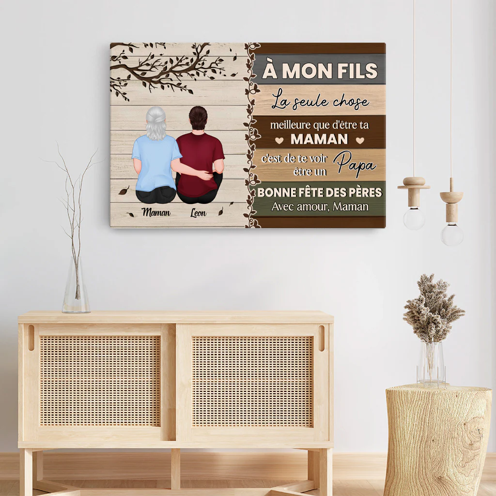 Toile Personnalisée Photo Pour Fête des Pères - À Mon Fils - Image 3