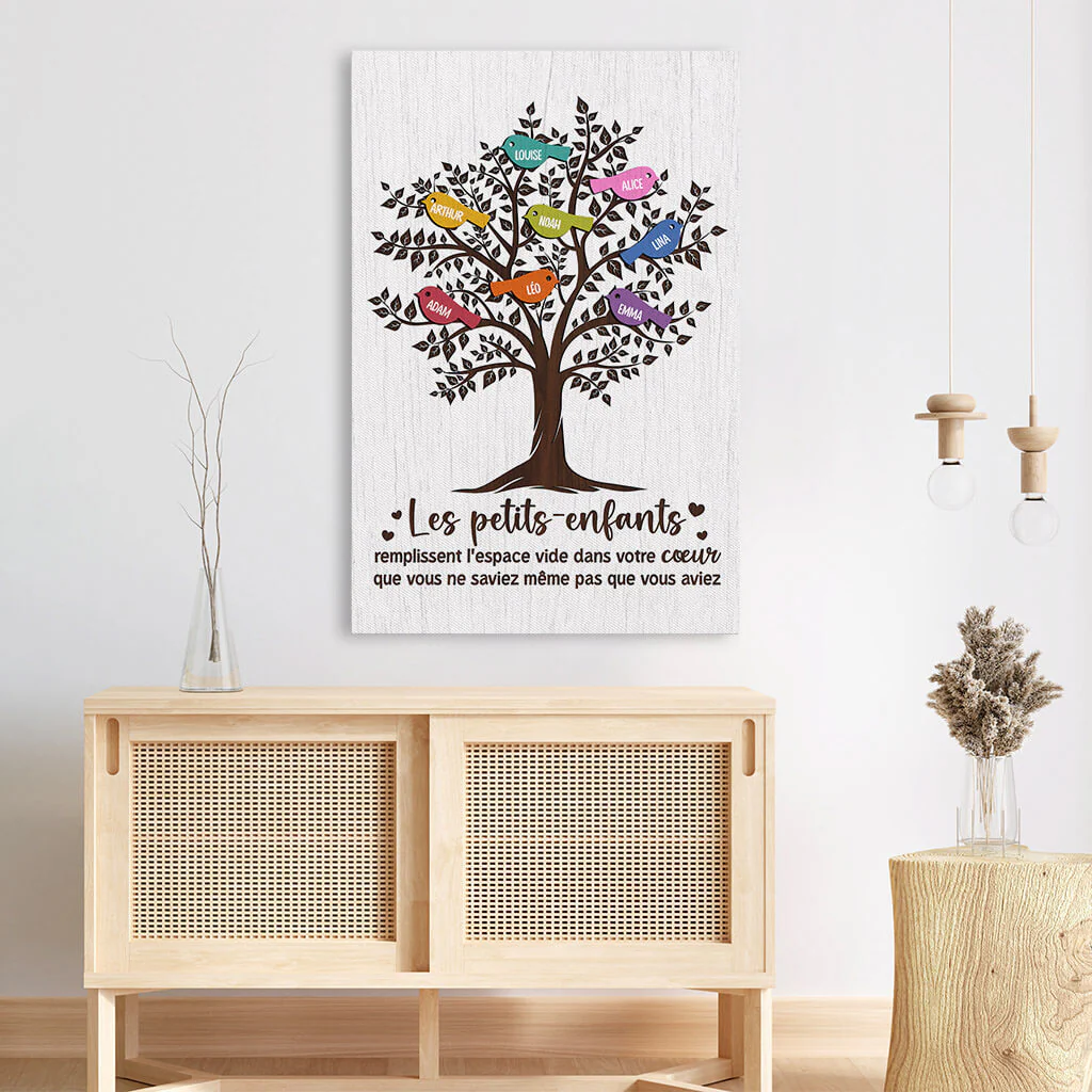 Toile Personnalisée Mamie - Les Petits-Enfants Version Oiseaux - Image 3