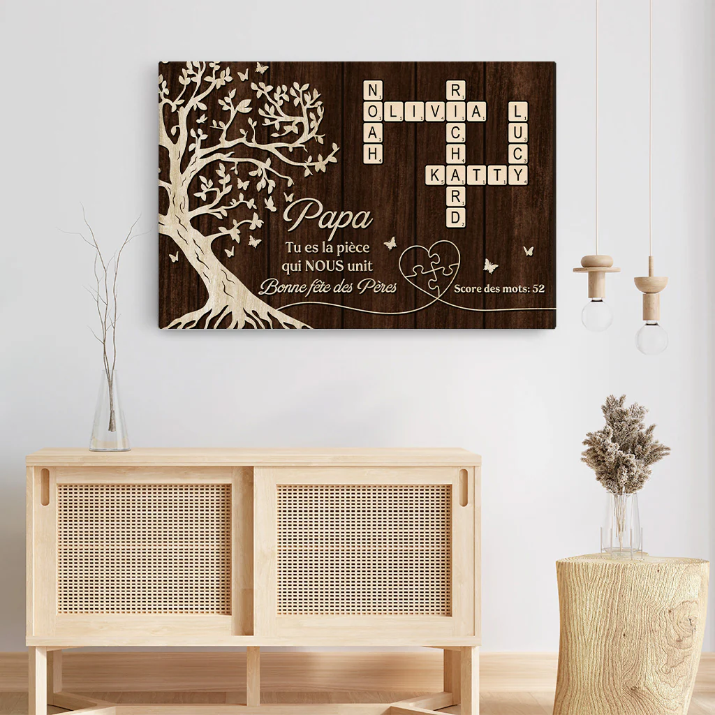 Toile Mot Croisé Famille Personnalisé - Cadeau Fête Des Pères/Des Mères Pour Papa/Maman - Image 3