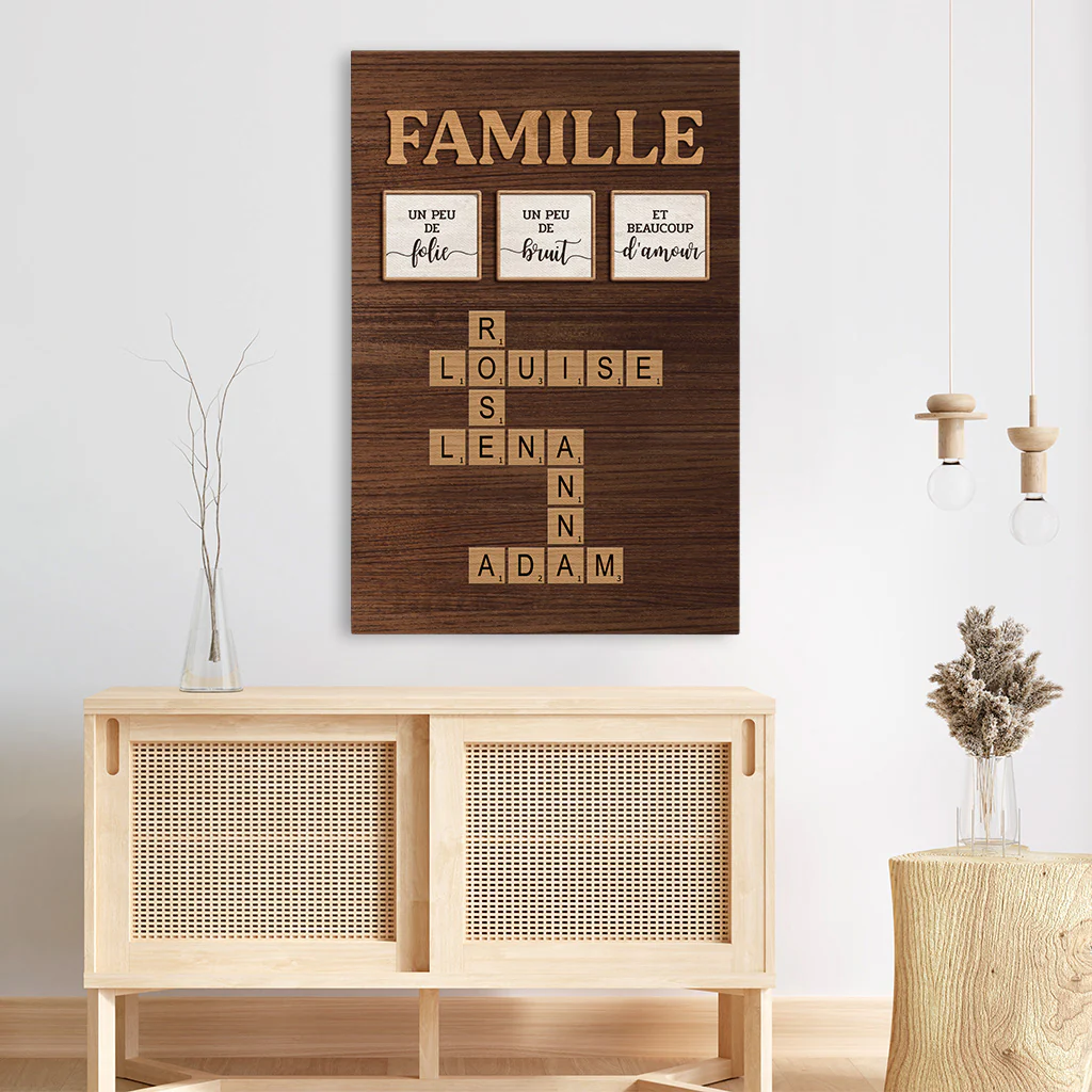 Toile Mot Croise Famille Personnalisée – Amour De La Famille - Image 3