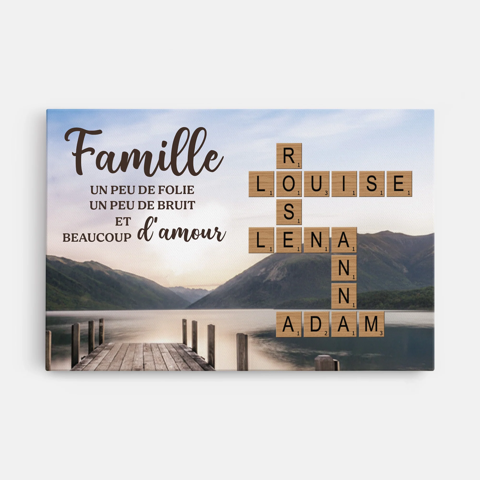 Toile Famille Bruit Et Amour Avec Mots Croisés Personnalisée