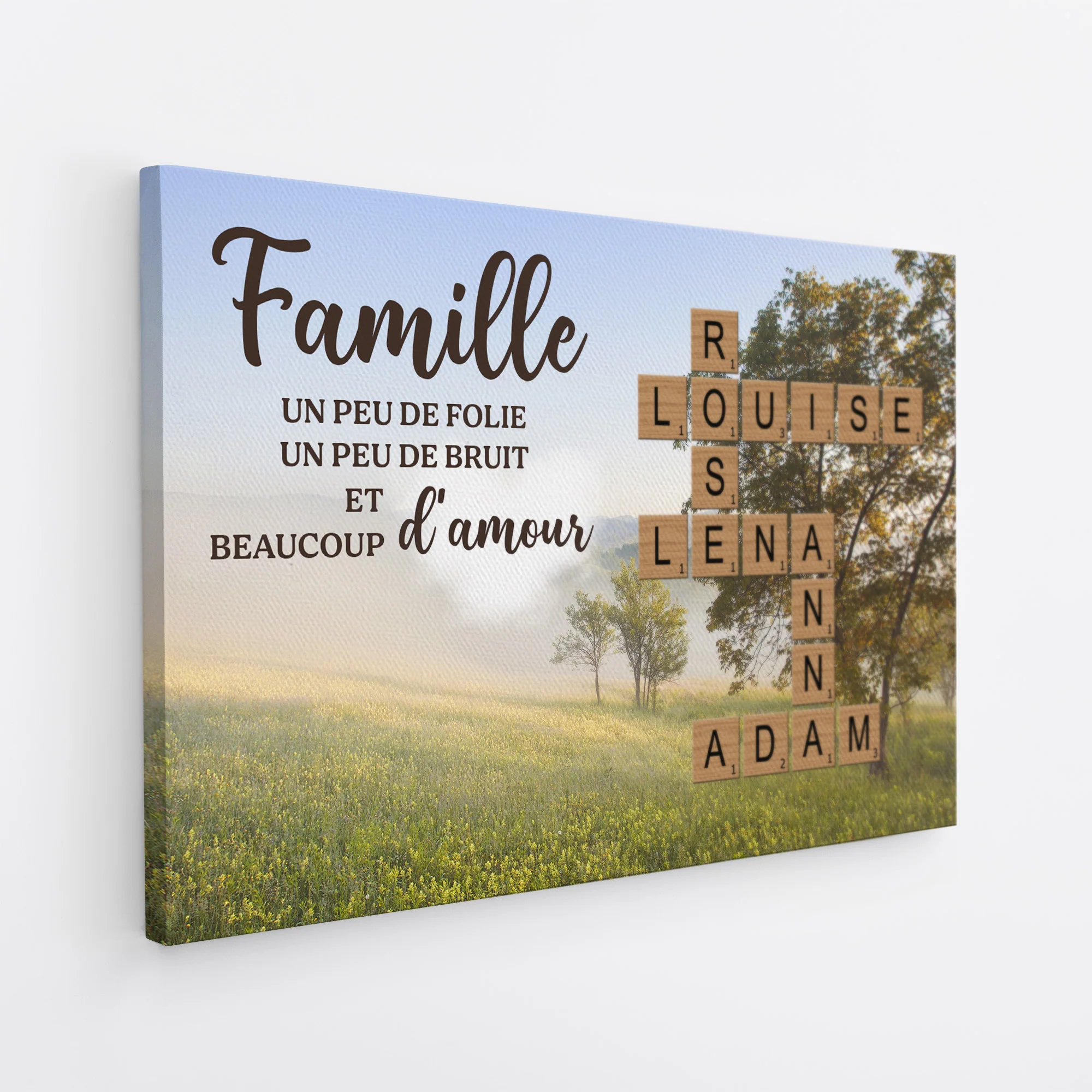 Toile Famille Bruit Et Amour Avec Mots Croisés Personnalisée - Image 2