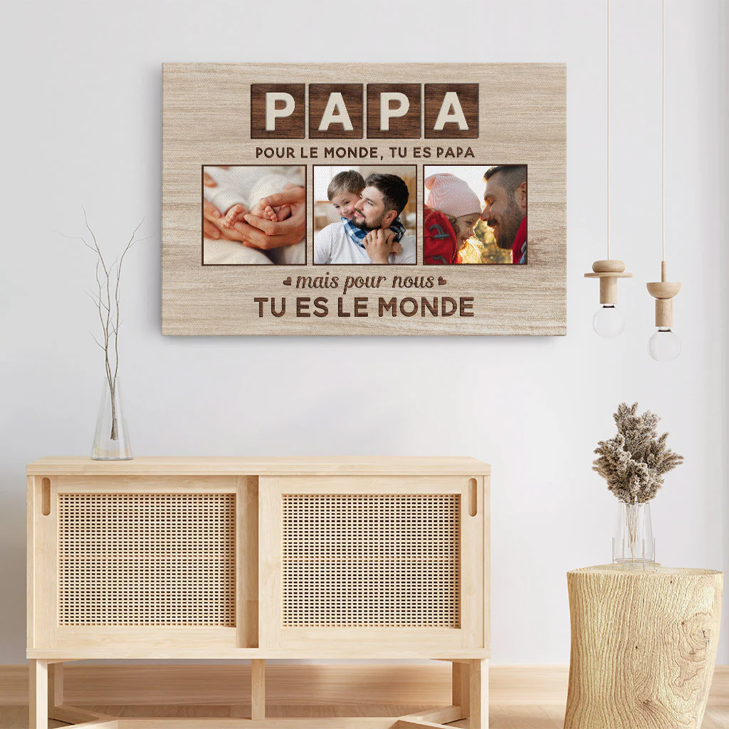 Cadeau personnalisé papa - Toile Tu es le monde - Image 3