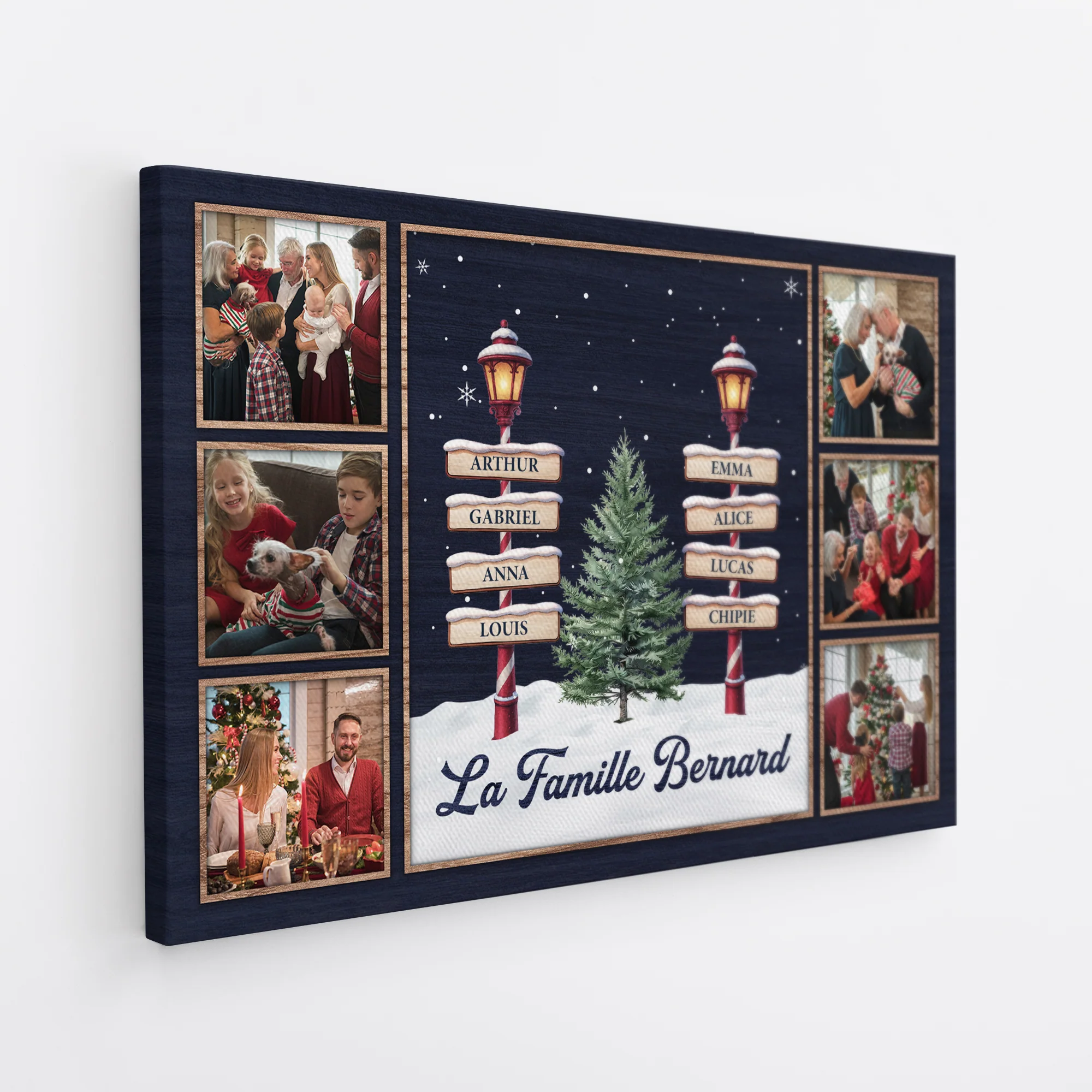 Toile Joyeux Noël À Toute La Famille Personnalisée avec Photo - Image 2