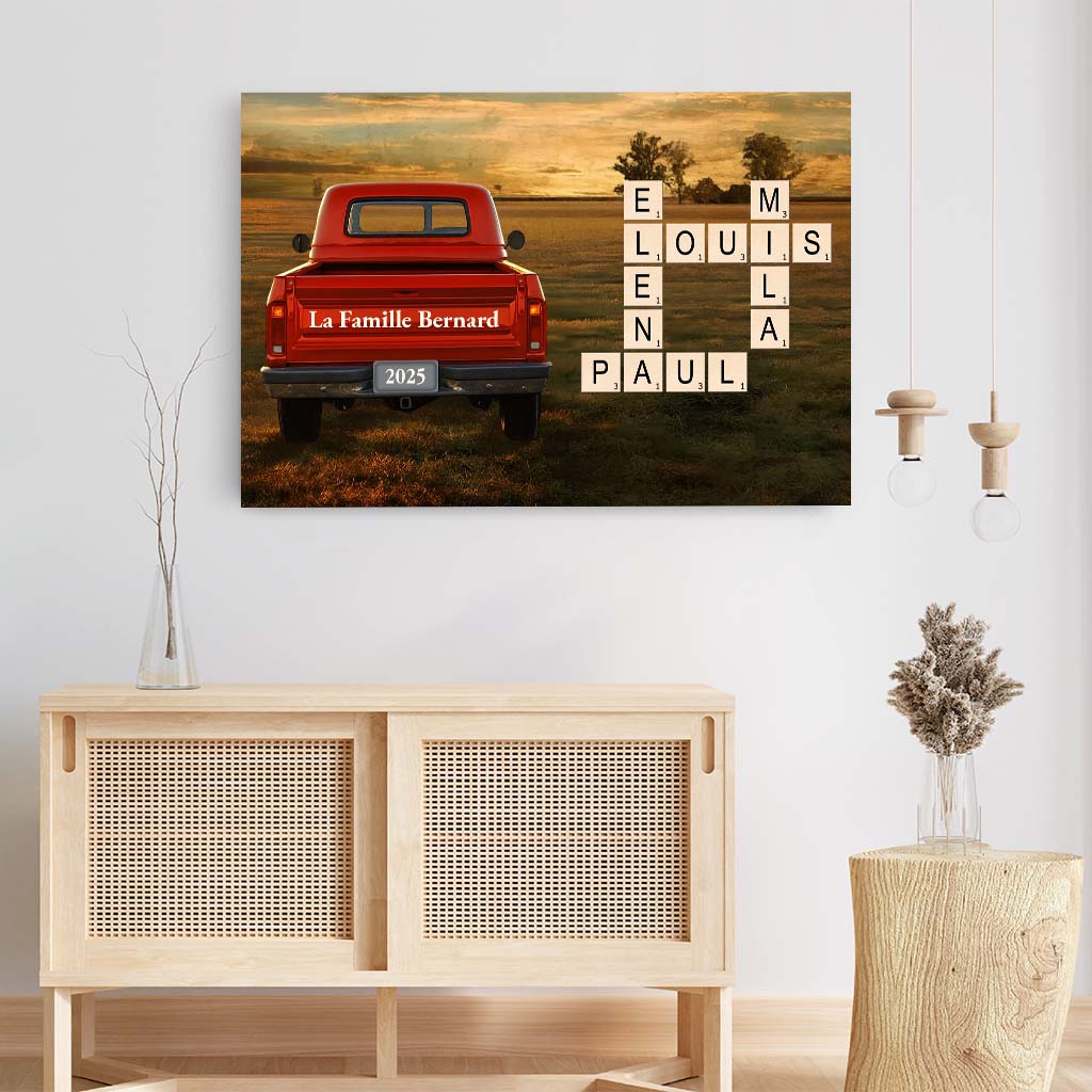 Notre Famille En Voiture – Toile Avec Mots Croisés Personnalisée - Image 3