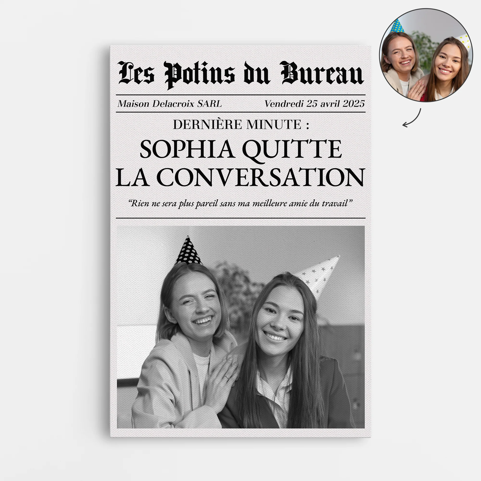 Toile Personnalisée Avec Photo Collègue - Cadeau Départ Pour Ma Meilleure Amie Du Travail