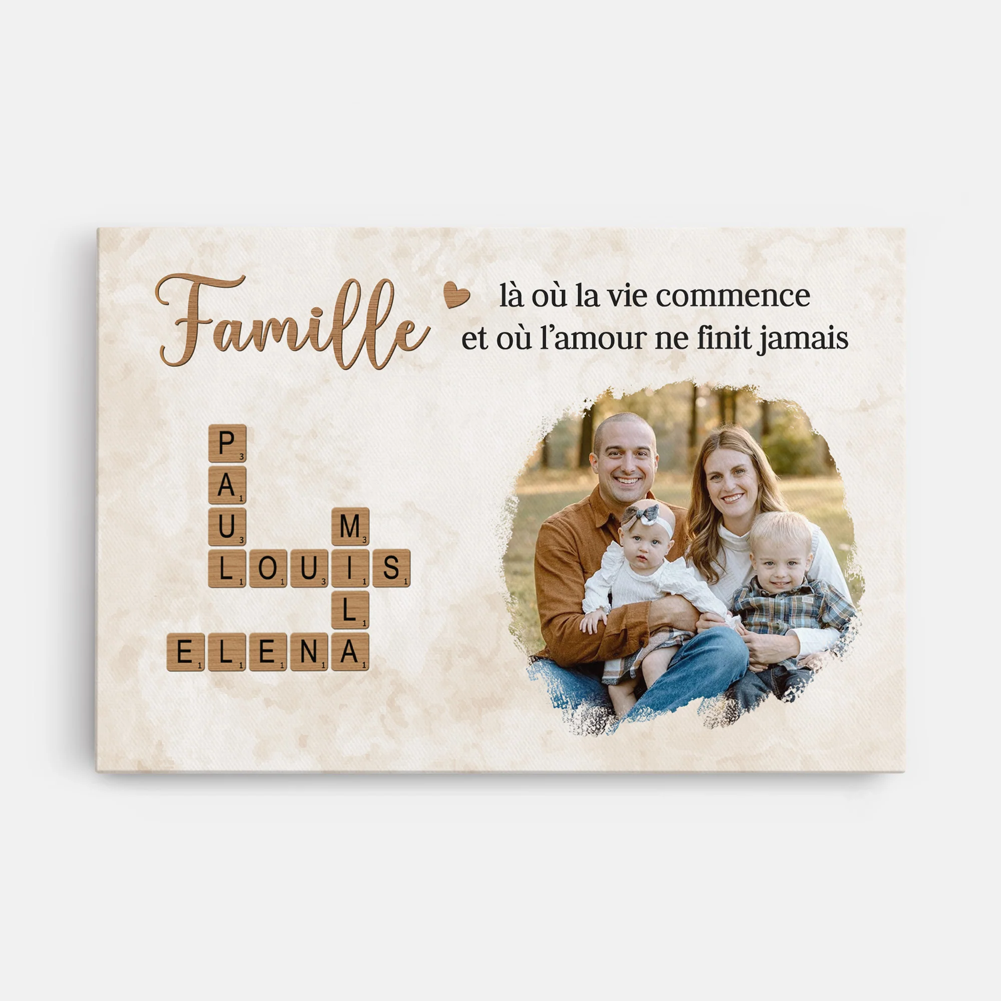 Toile Notre Amour Famille Avec Photo Et Mots Croisés