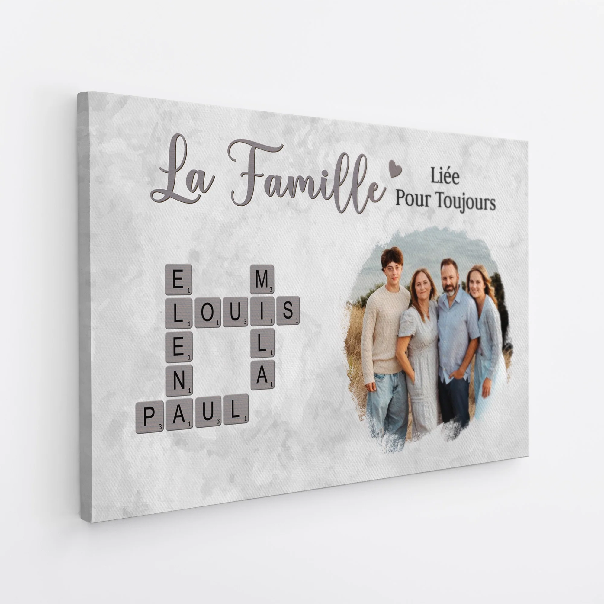 Toile Notre Amour Famille Avec Photo Et Mots Croisés - Image 2