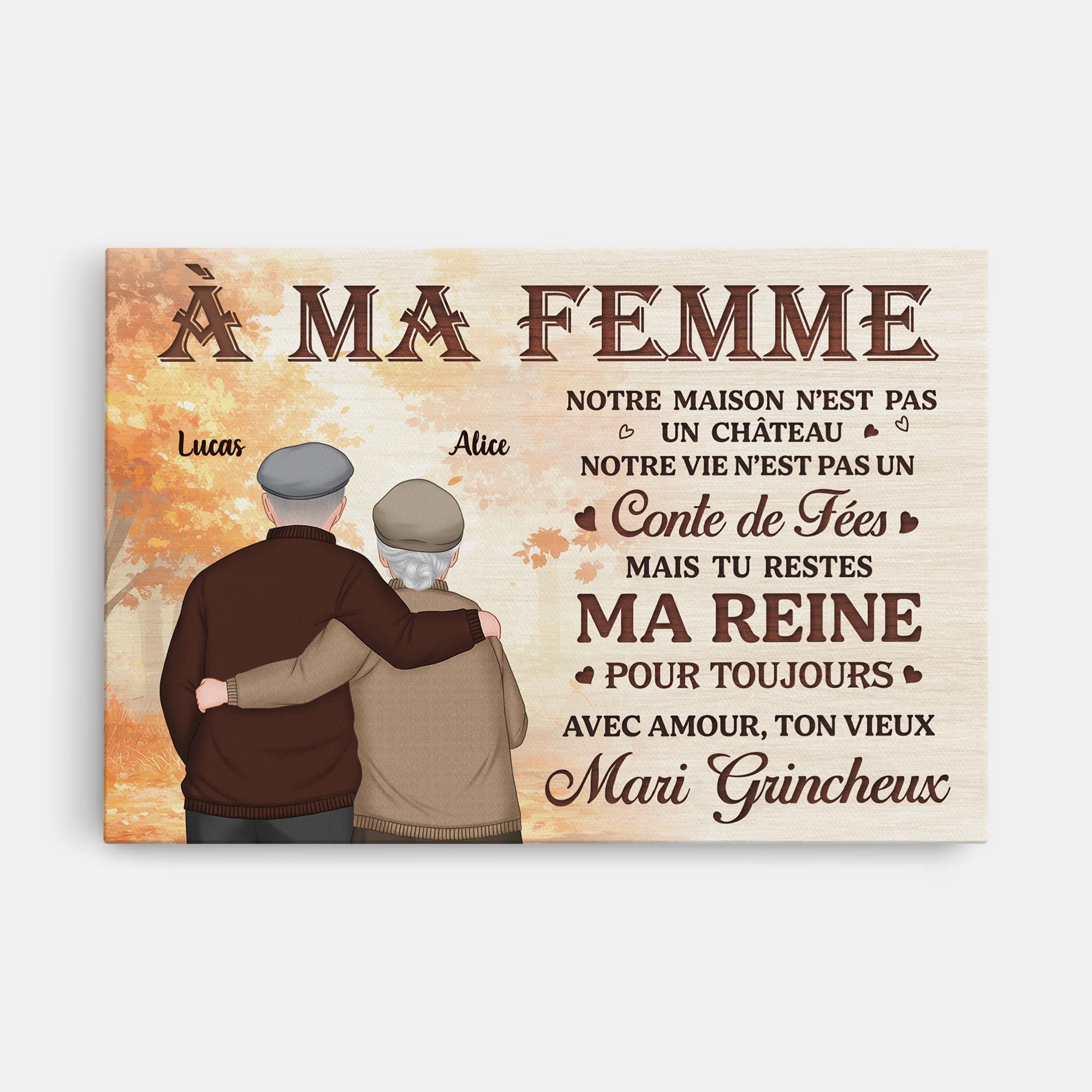 Toile Couple Personnalisé - À Ma Femme/À Mon Mari