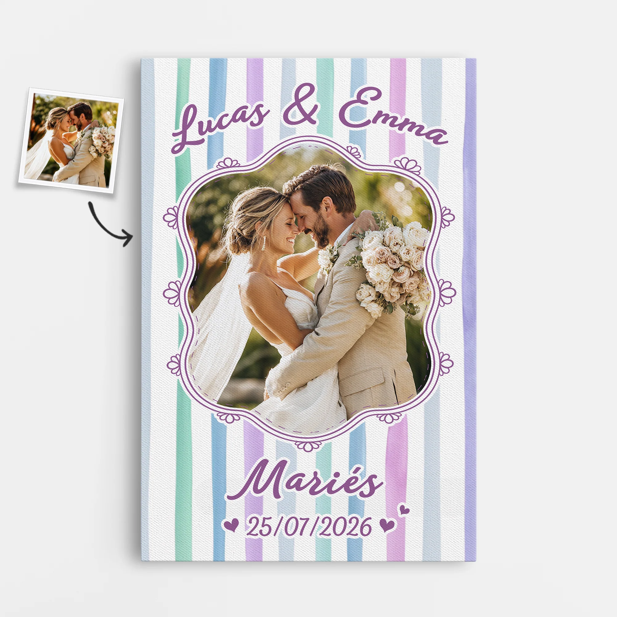 Toile Personnalisée Couple Avec Photo - Fiancés Et Mariés
