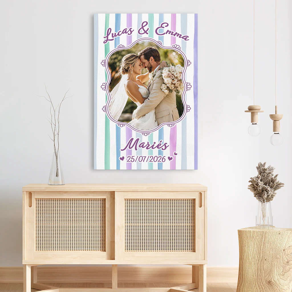 Toile Personnalisée Couple Avec Photo - Fiancés Et Mariés - Image 3