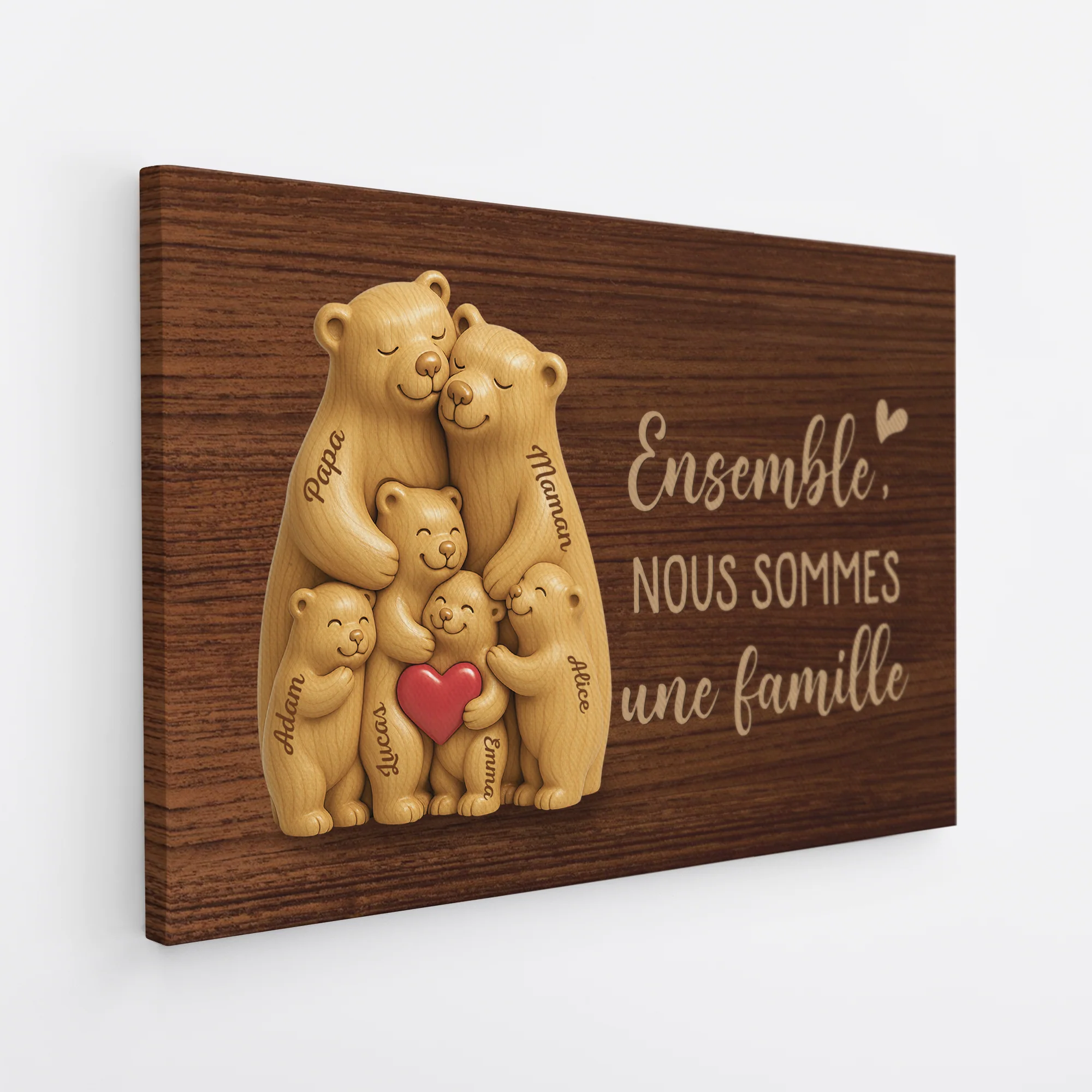 Toile Famille Personnalisée – Ensemble Famille Ours - Image 2