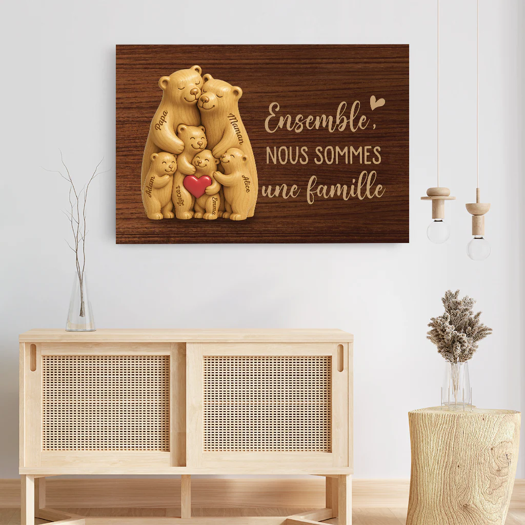 Toile Famille Personnalisée – Ensemble Famille Ours - Image 3