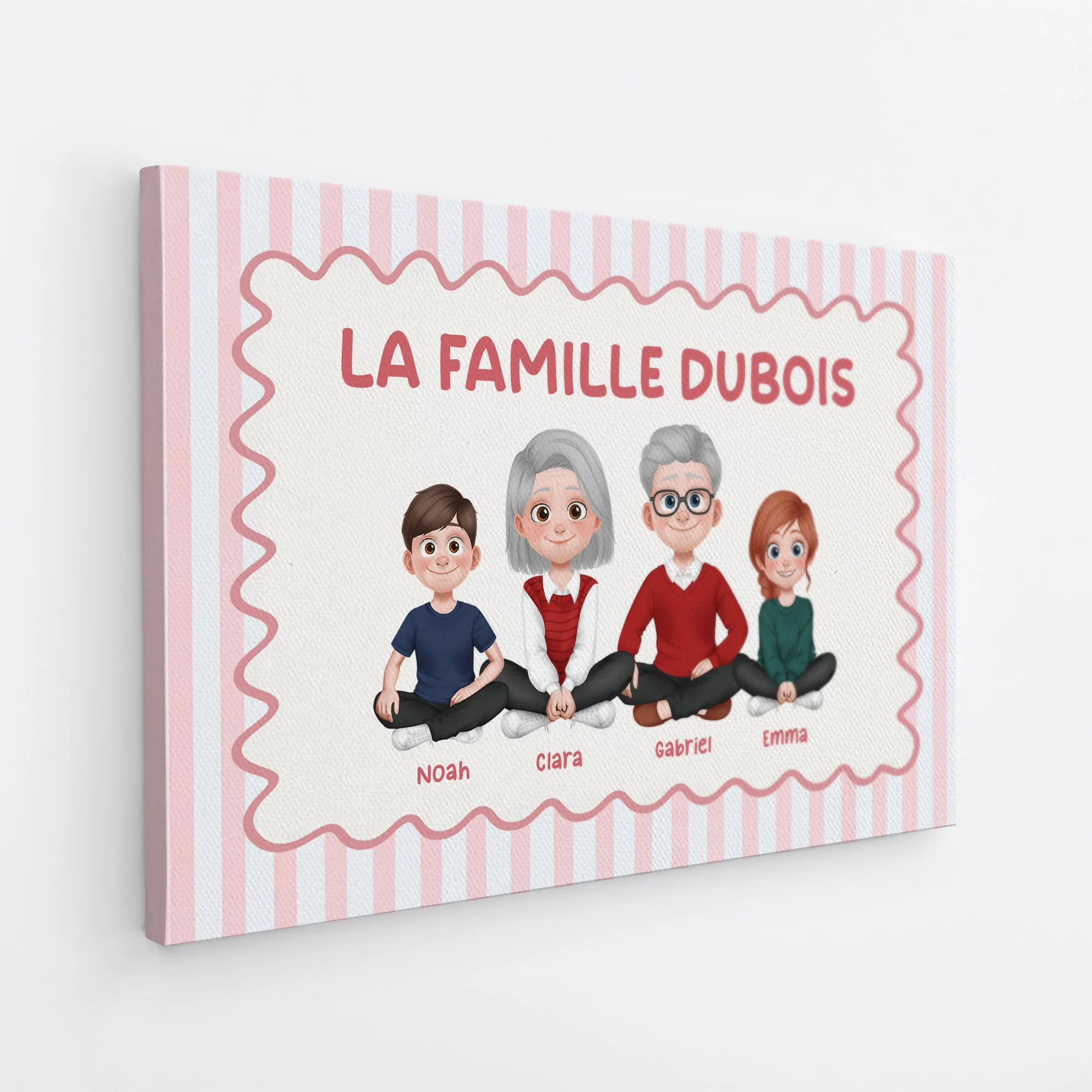 Toile Famille Et Animaux Personnalisée – Notre Famille Avec Chat Et Chien - Image 2