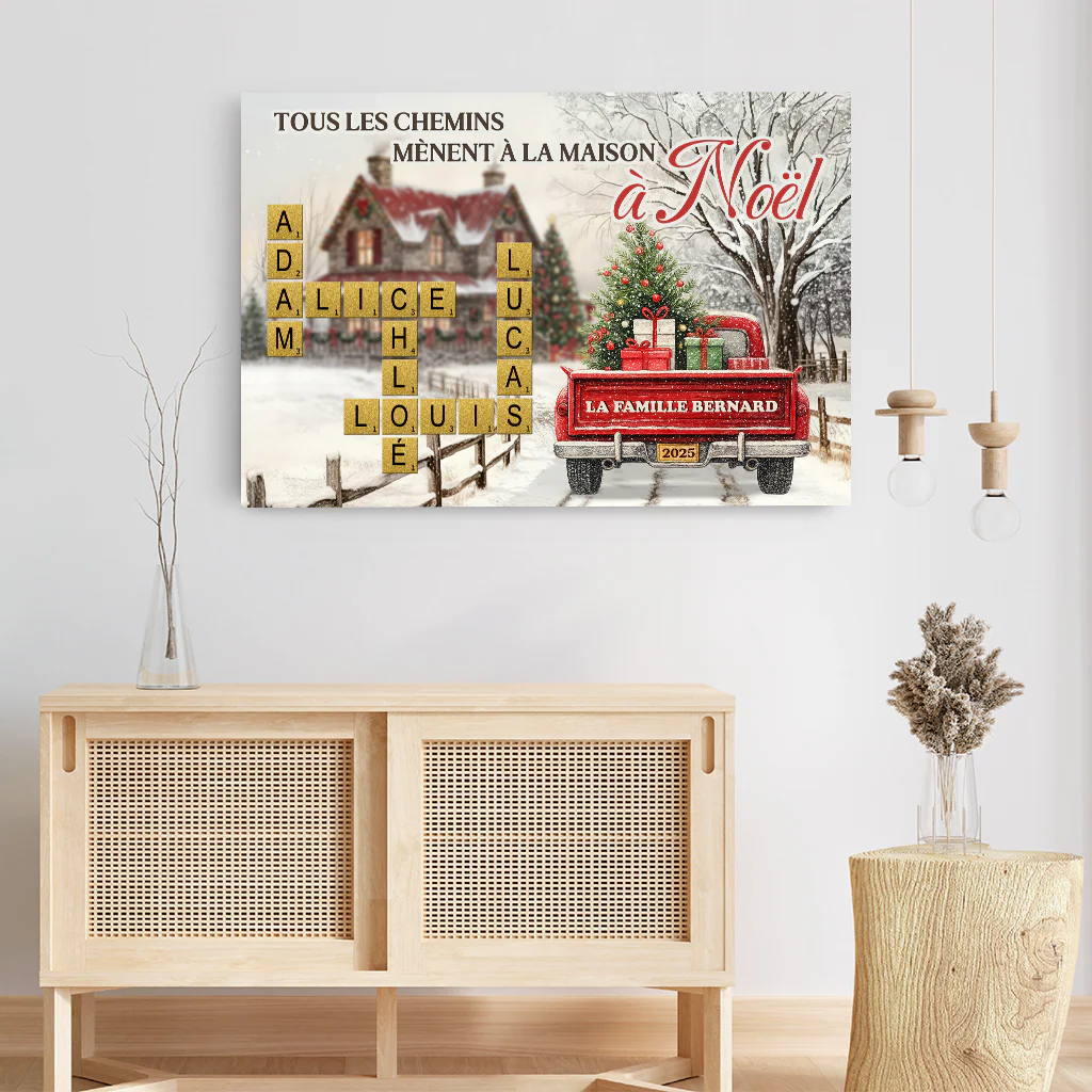Toile Noël Famille Avec Mots Croisés Personnalisée – Tous Les Chemins - Image 3