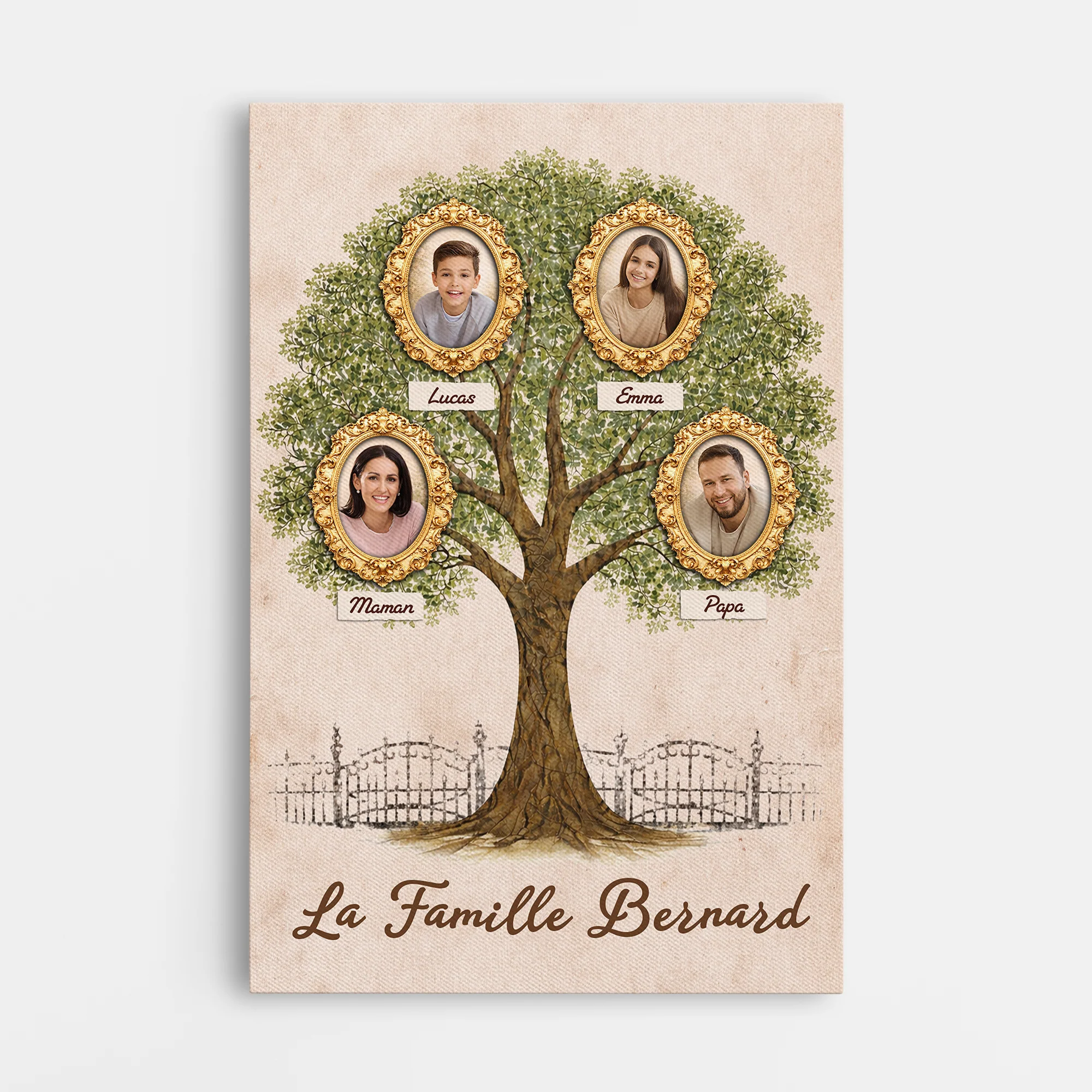 Toile Notre Arbre D’Amour Famille Avec Photo Personnalisée