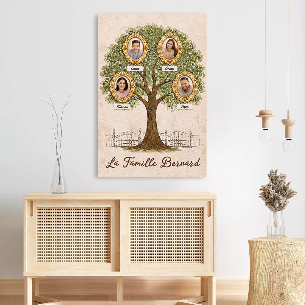 Toile Notre Arbre D’Amour Famille Avec Photo Personnalisée - Image 3