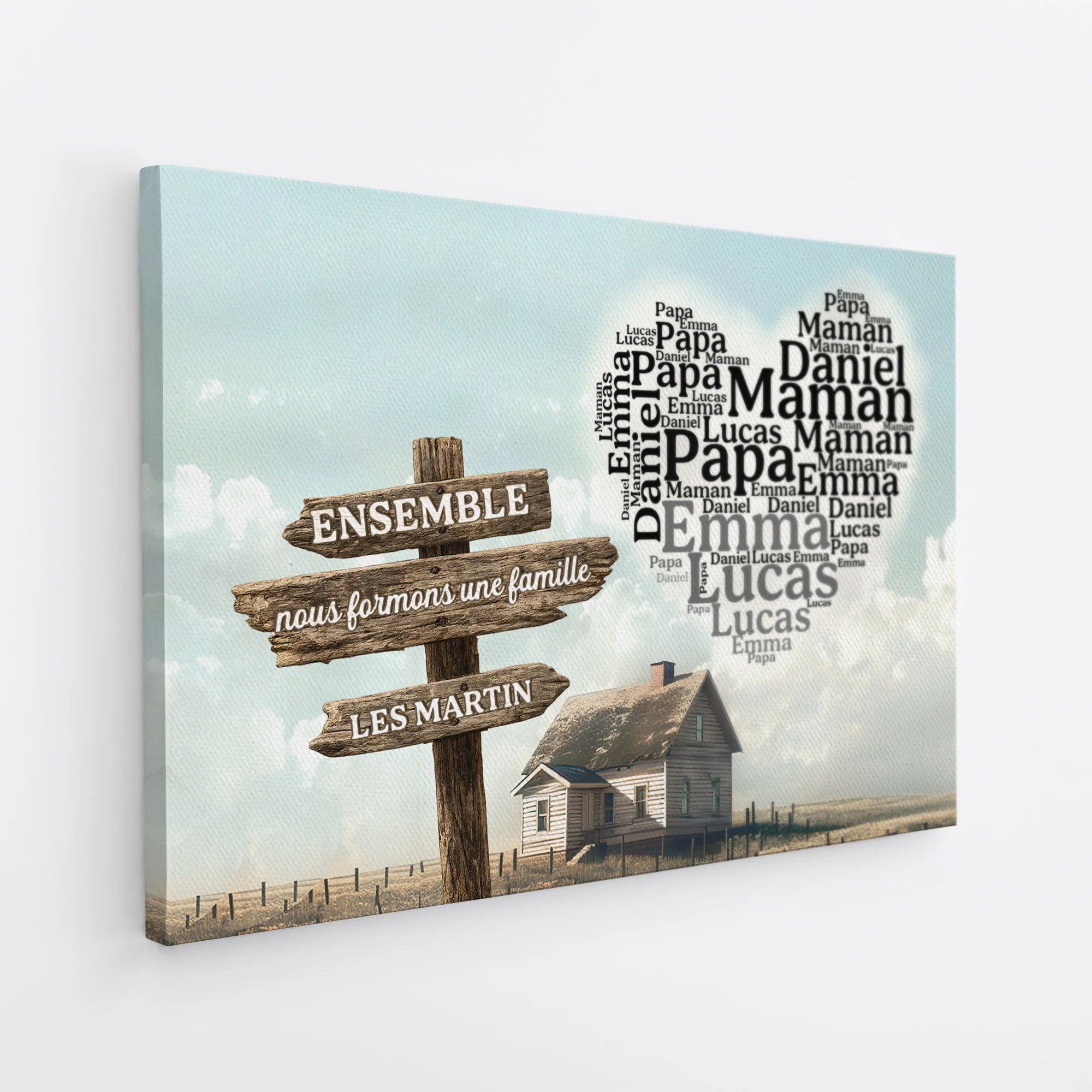 Tableau Avec Prénoms Et Cœur Personnalisé Pour Famille - Image 2
