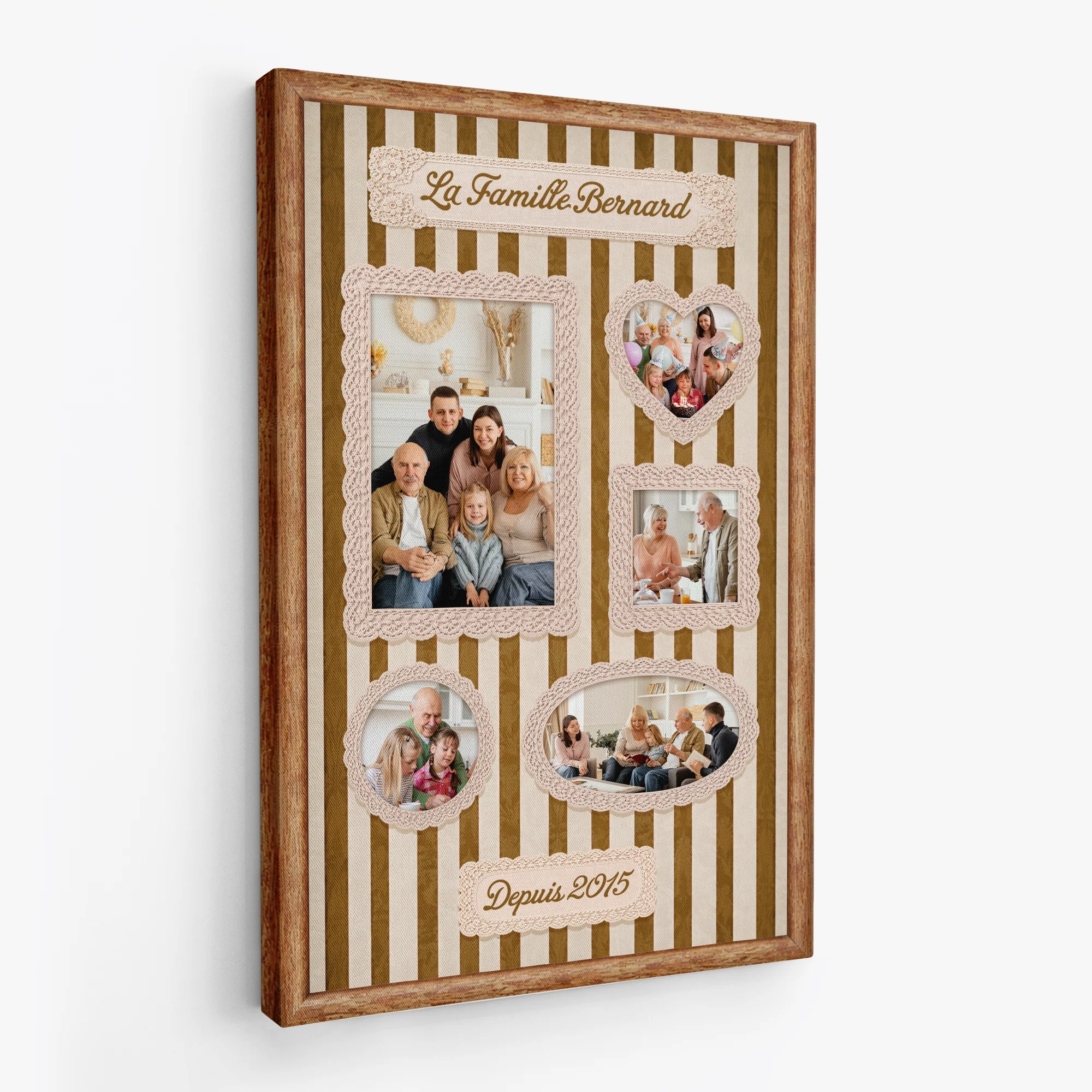 Toile Grand Cœur De Famille Avec Photo Personnalisée - Image 2