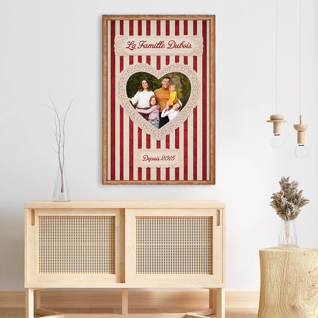 Toile Grand Cœur De Famille Avec Photo Personnalisée - Image 3