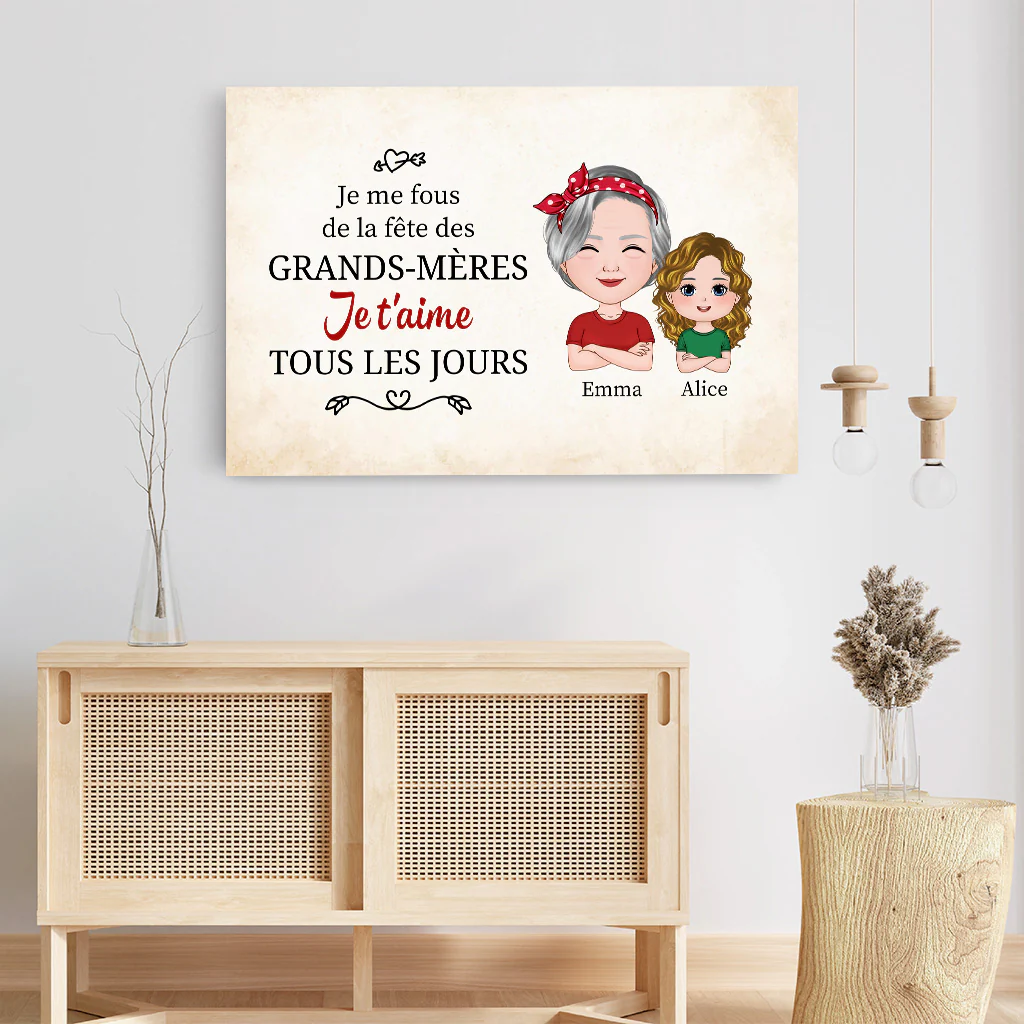 Toile Personnalisée Mamie - Je Me Fous De La Fête Des Grands-Mères - Image 3