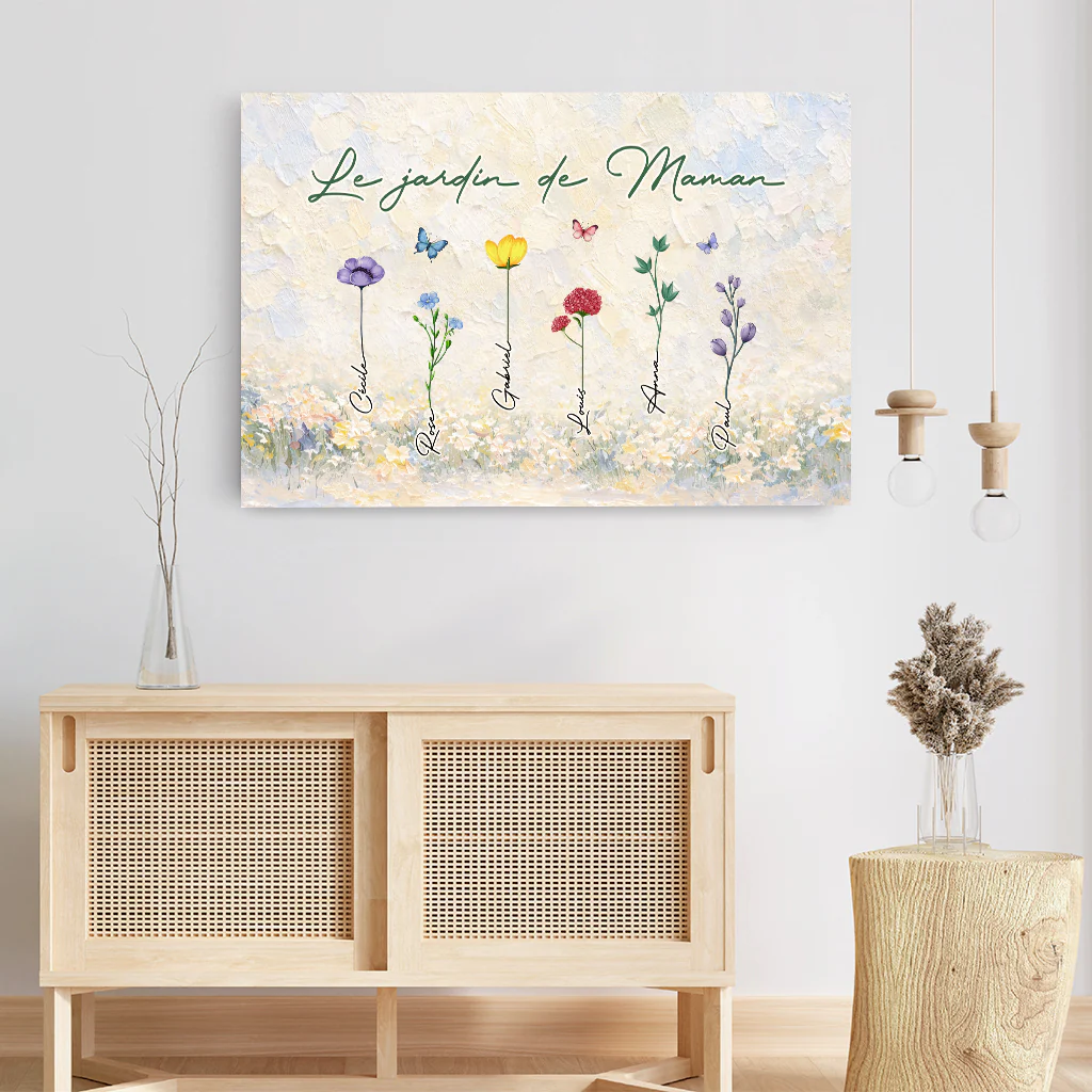 Toile Personnalisée Prénom - Le Jardin De Maman/Mamie Style Pastel À L'huile - Image 3
