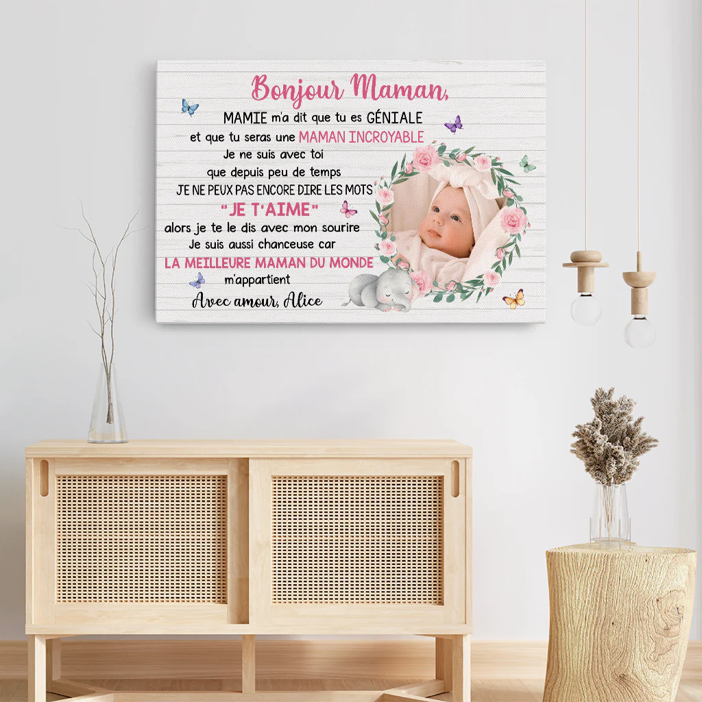 Toile Personnalisée Photo - Bonjour Maman/Papa De Bébé - Image 3