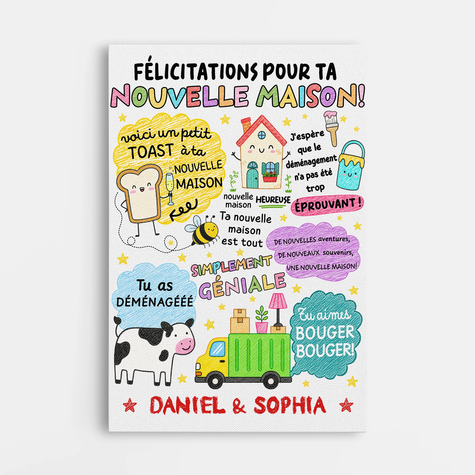 Toile Personnalisée Pour Crémaillère - Cadeau De Félicitations Pour Nouvelle Maison