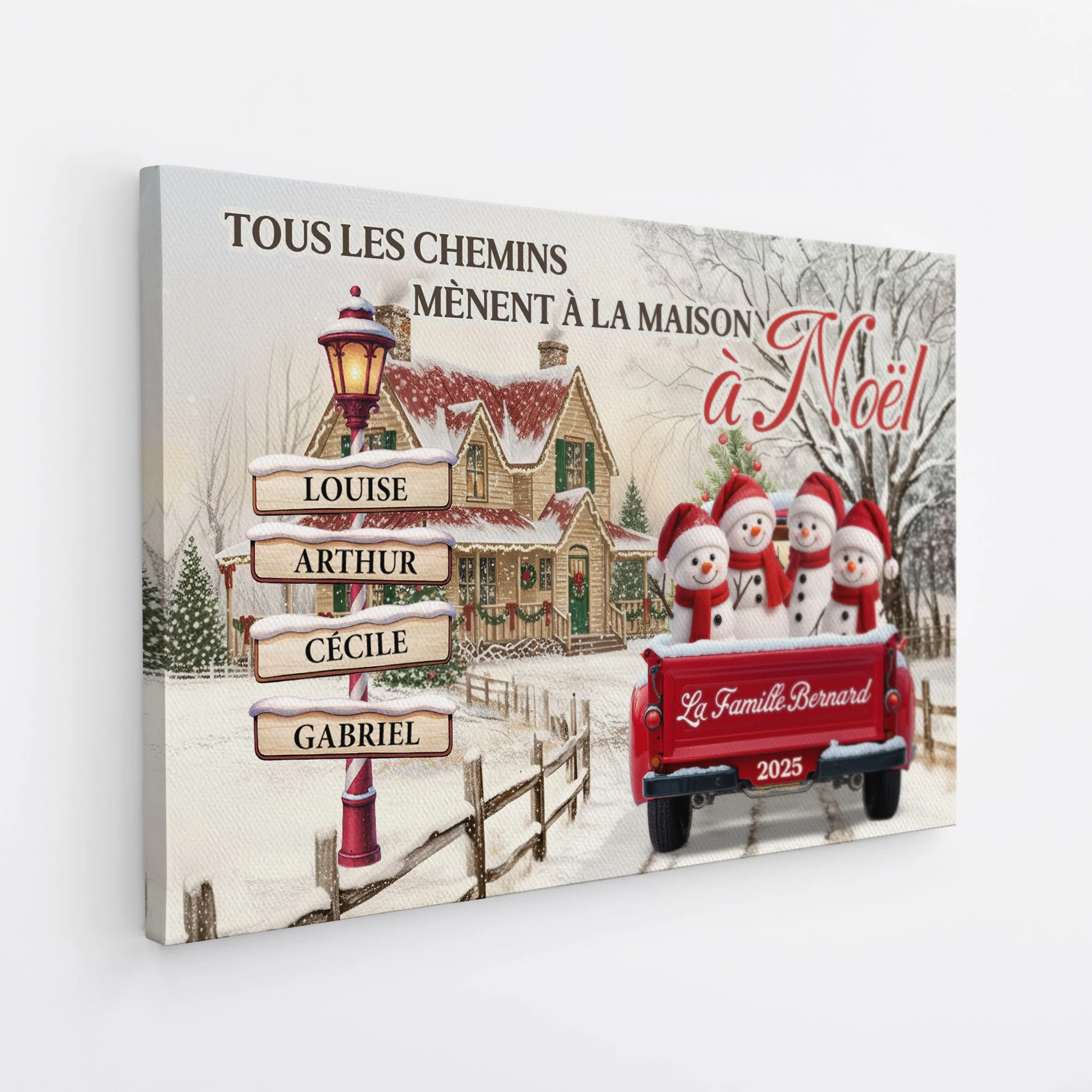 Toile Noël Famille Avec Prénom Personnalisée - Image 2