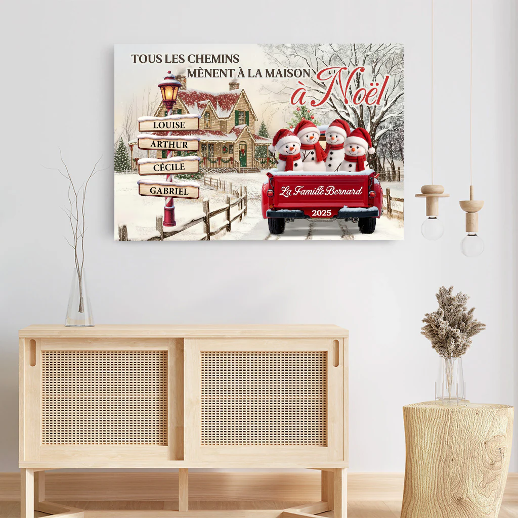 Toile Noël Famille Avec Prénom Personnalisée - Image 3