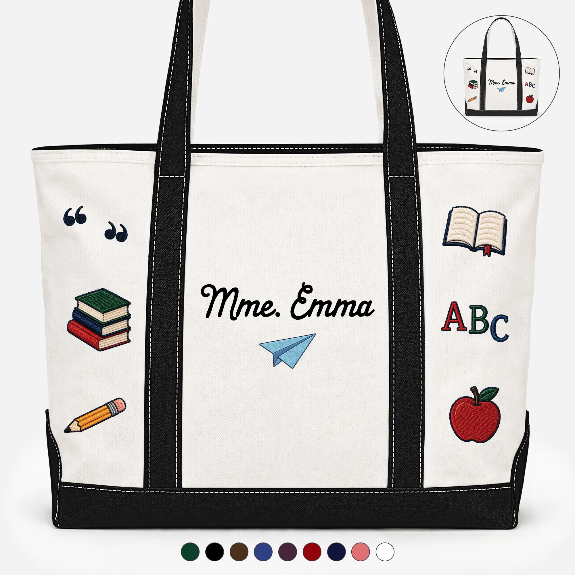Tote Bag En Toile Personnalisé Avec Matières Scolaires - Cadeau Pour Les Professeurs