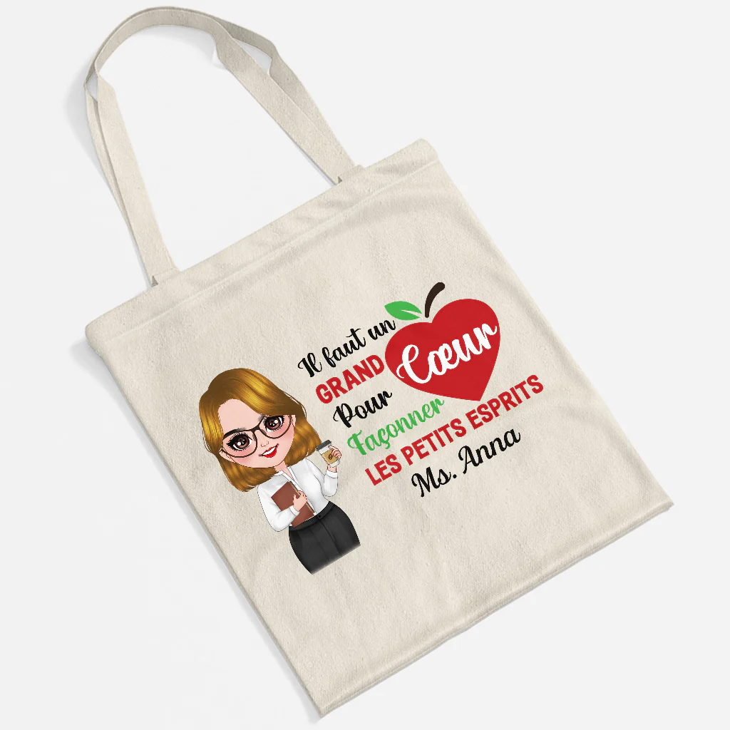Il Faut Un Grand Cœur pour Façonner Les Petits Esprits - Tote Bag Maitresse Personnalisé - Image 2