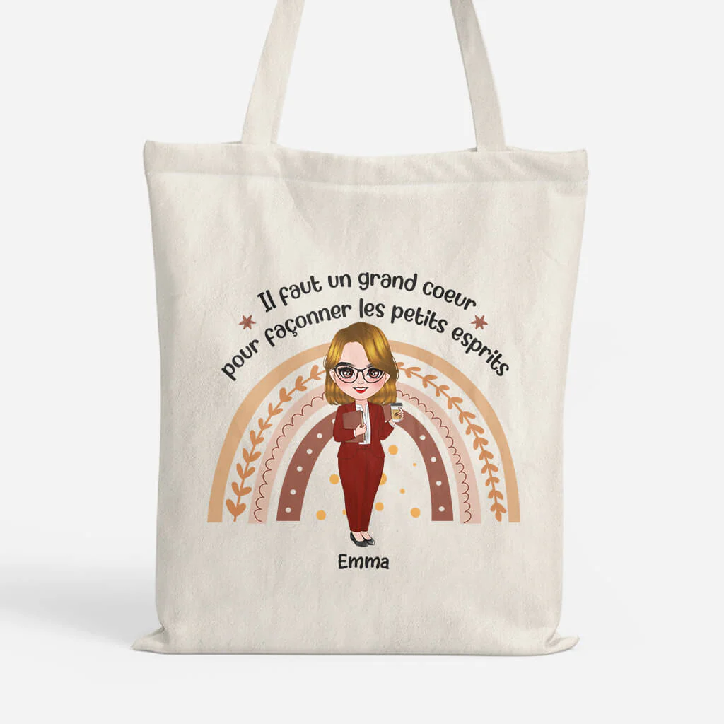 Il Faut Un Grand Coeur Pour Façonner Les Petits Esprits - Tote Bag Merci Maitresse Personnalisé