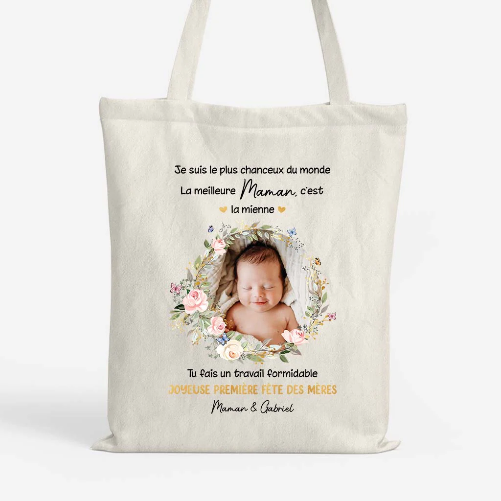 Tote Bag Personnalisé Photo - Première Fête Des Maman Papa