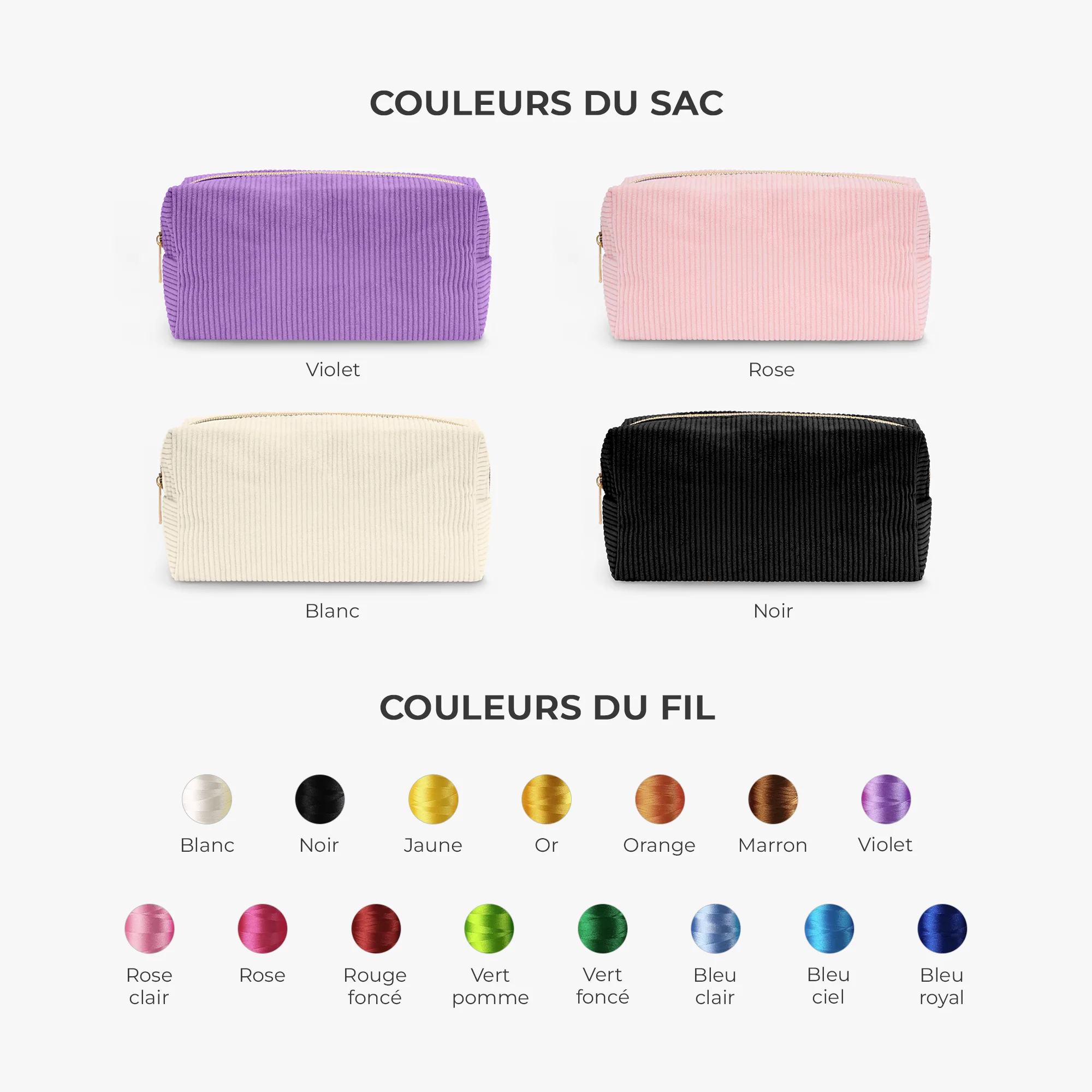 Trousse De Maquillage Personnalisée Brodée En Velours Côtelé - Cadeau Pour Une Femme - Image 3