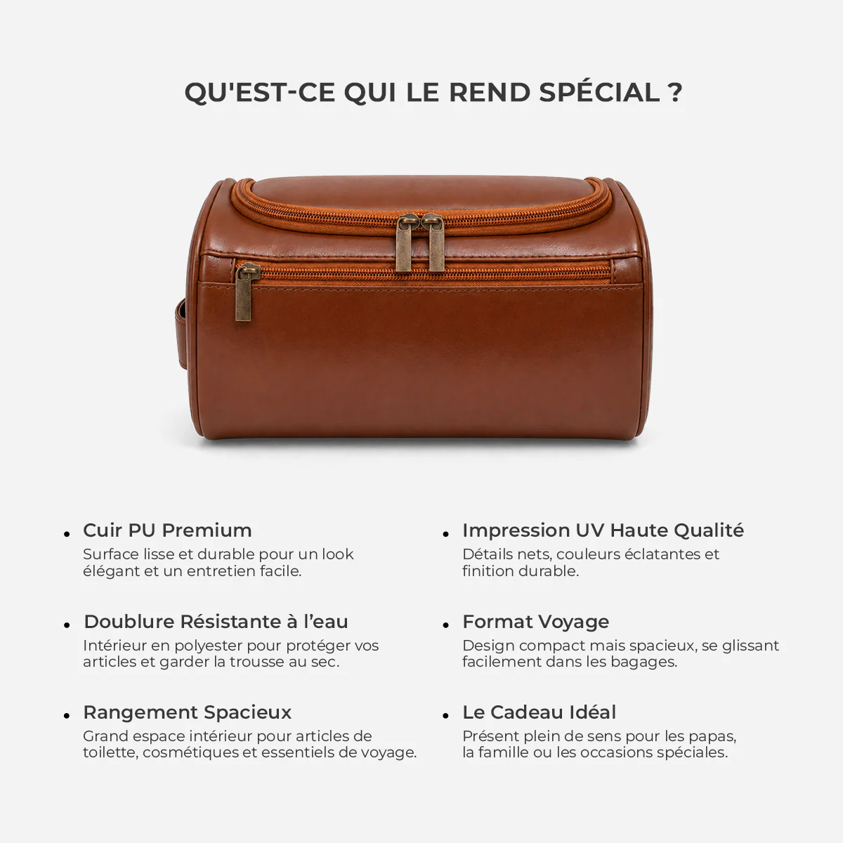 Trousse De Toilette Cuir Personnalisable - Cadeau Original Pour Homme - Image 6