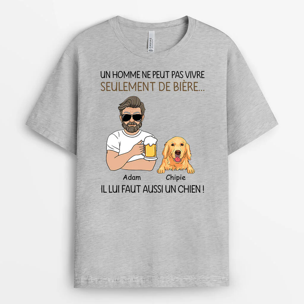 T-shirt Personnalisé Chien - Bière Et Chien pour Homme
