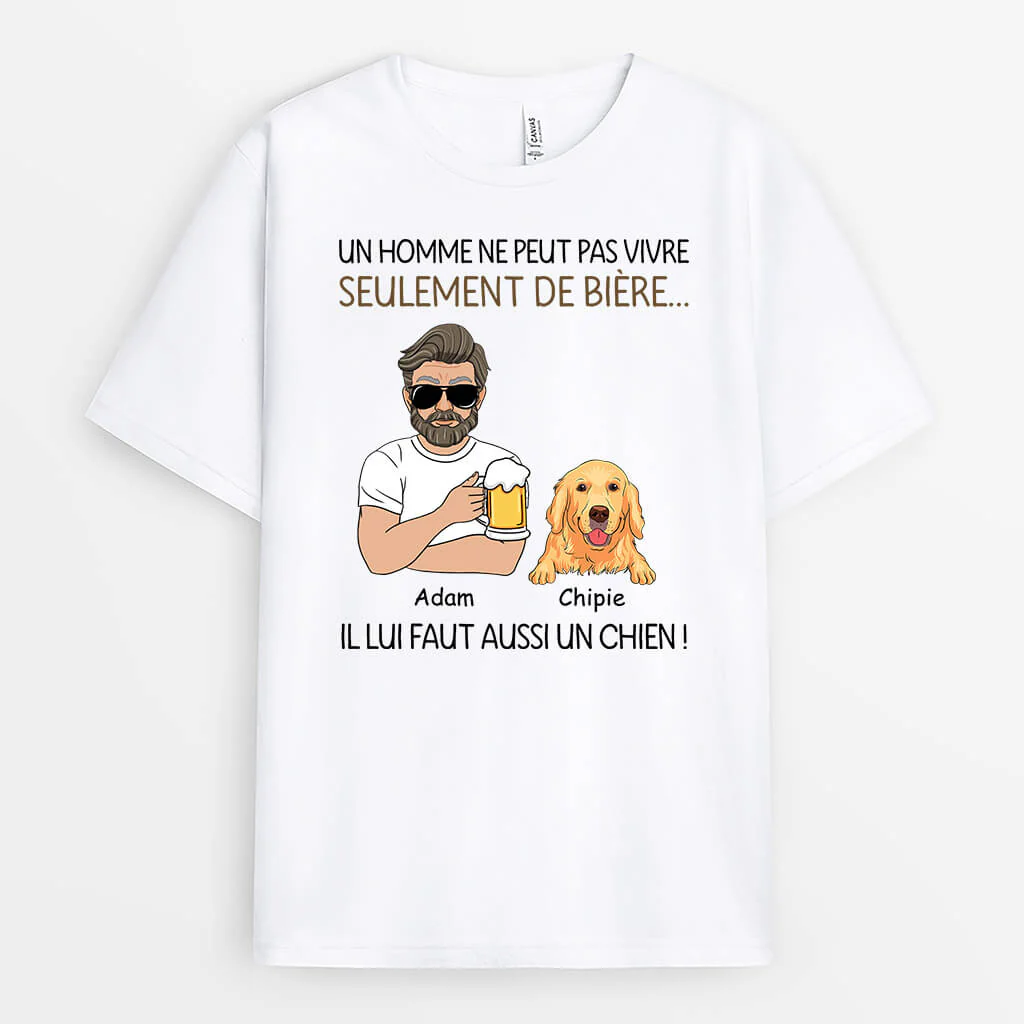 T-shirt Personnalisé Chien - Bière Et Chien pour Homme - Image 2