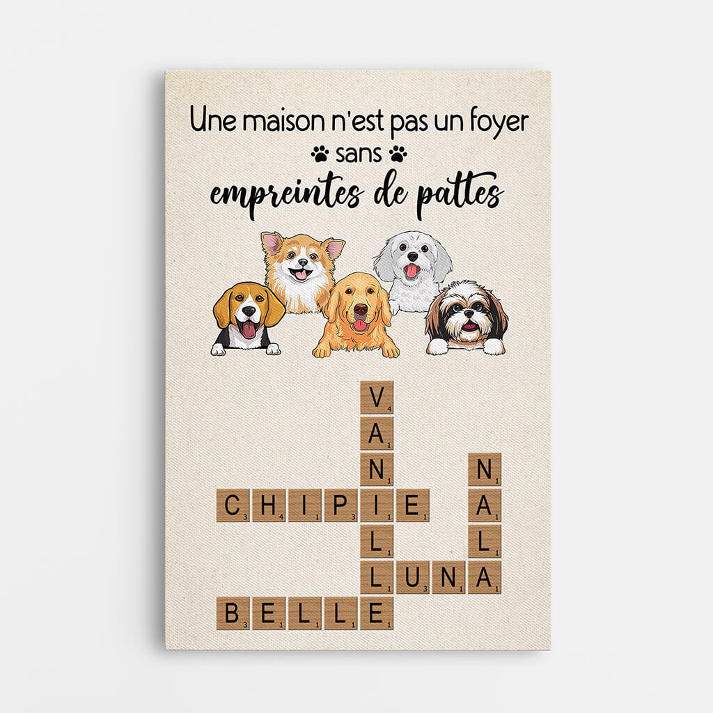 Une Maison N'est Pas Un Foyer Sans Empreintes De Pattes Avec Mots Croisés - Toile Avec Chien Personnalisé