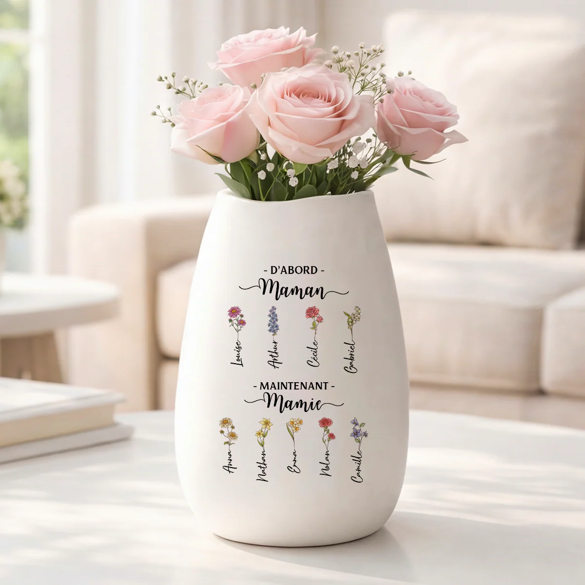 Vase À Personnaliser Céramique Mate - D'abord Maman Maintenant Mamie - Image 2