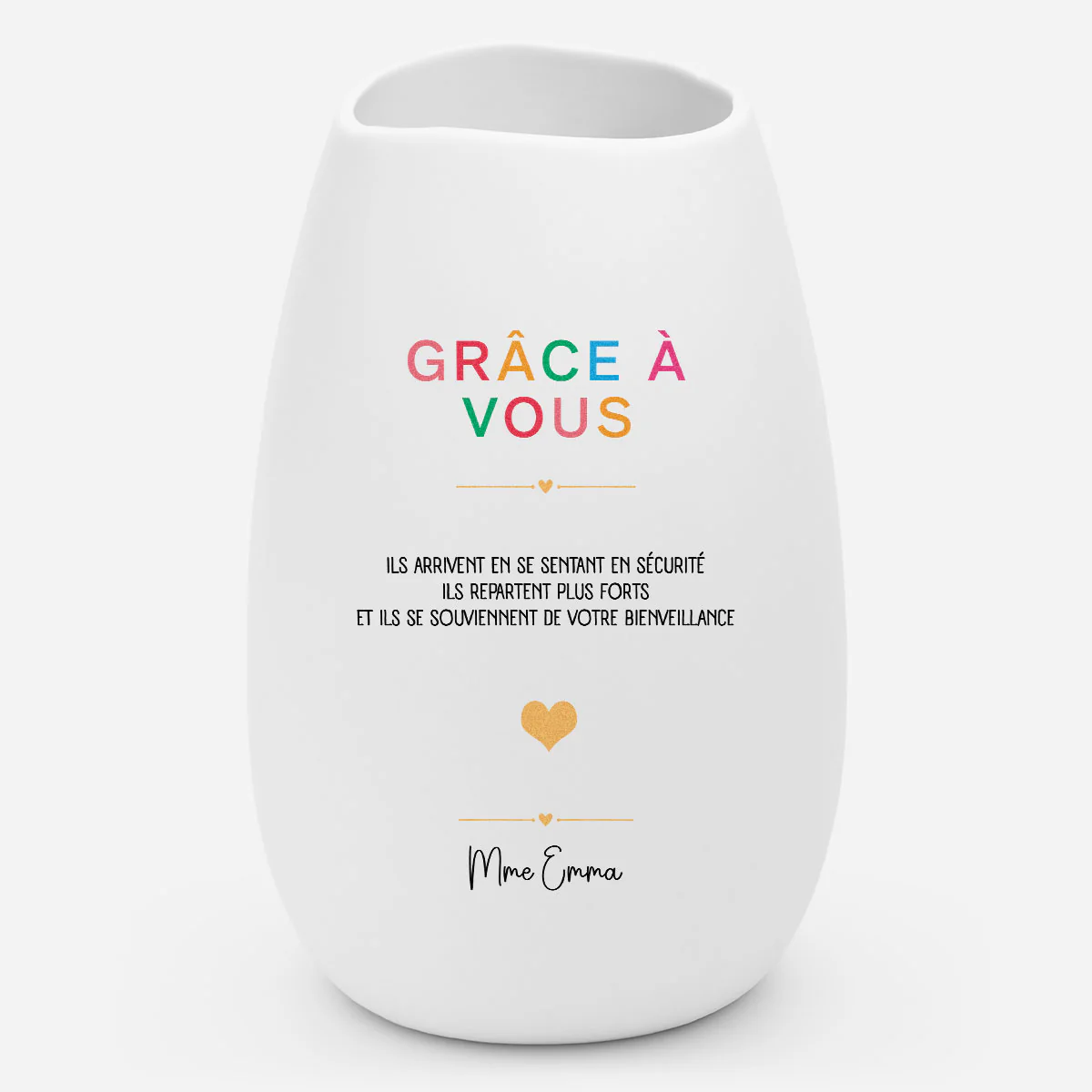 Vase Personnalisable Céramique Mate Pour Professeur - Grâce À Vous