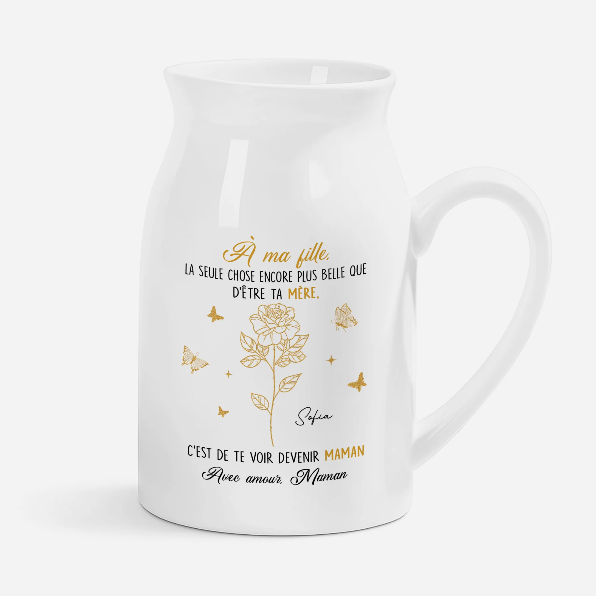 Vase Fleur Personnalisé - Devenir Une Maman Avec Dessin Fleurs