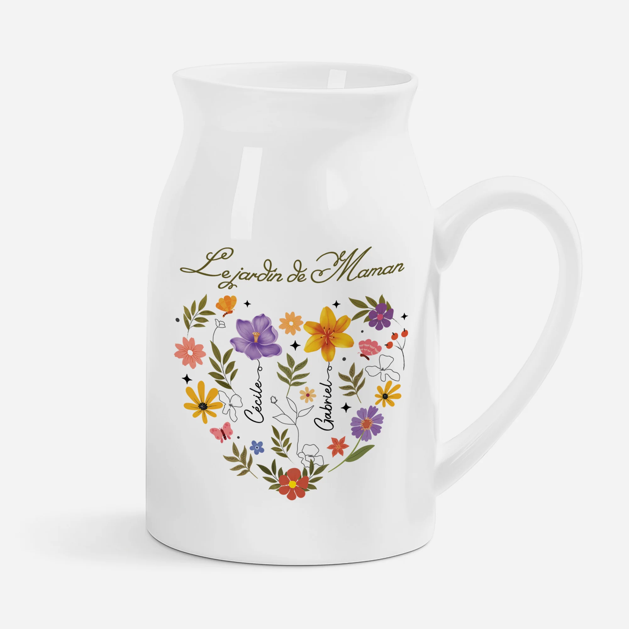 Vase Personnalisé Avec Fleur - Le Jardin De Maman/Mamie