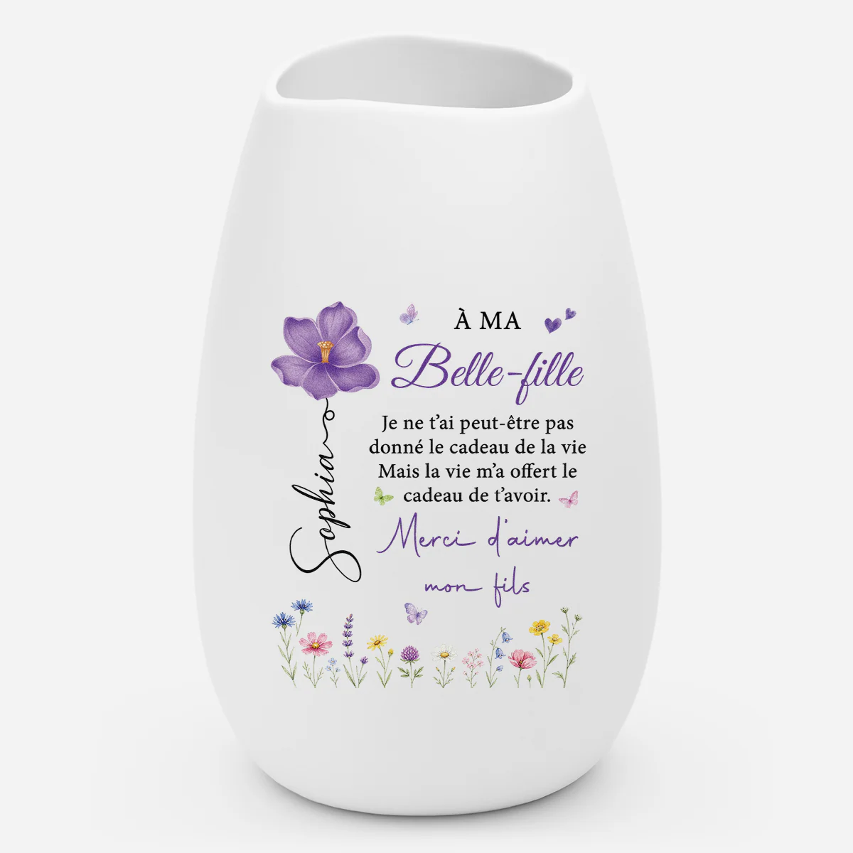 Vase Personnalisé Céramique Mate - Cadeau Original Pour Belle-fille Merci D'aimer Mon Fils
