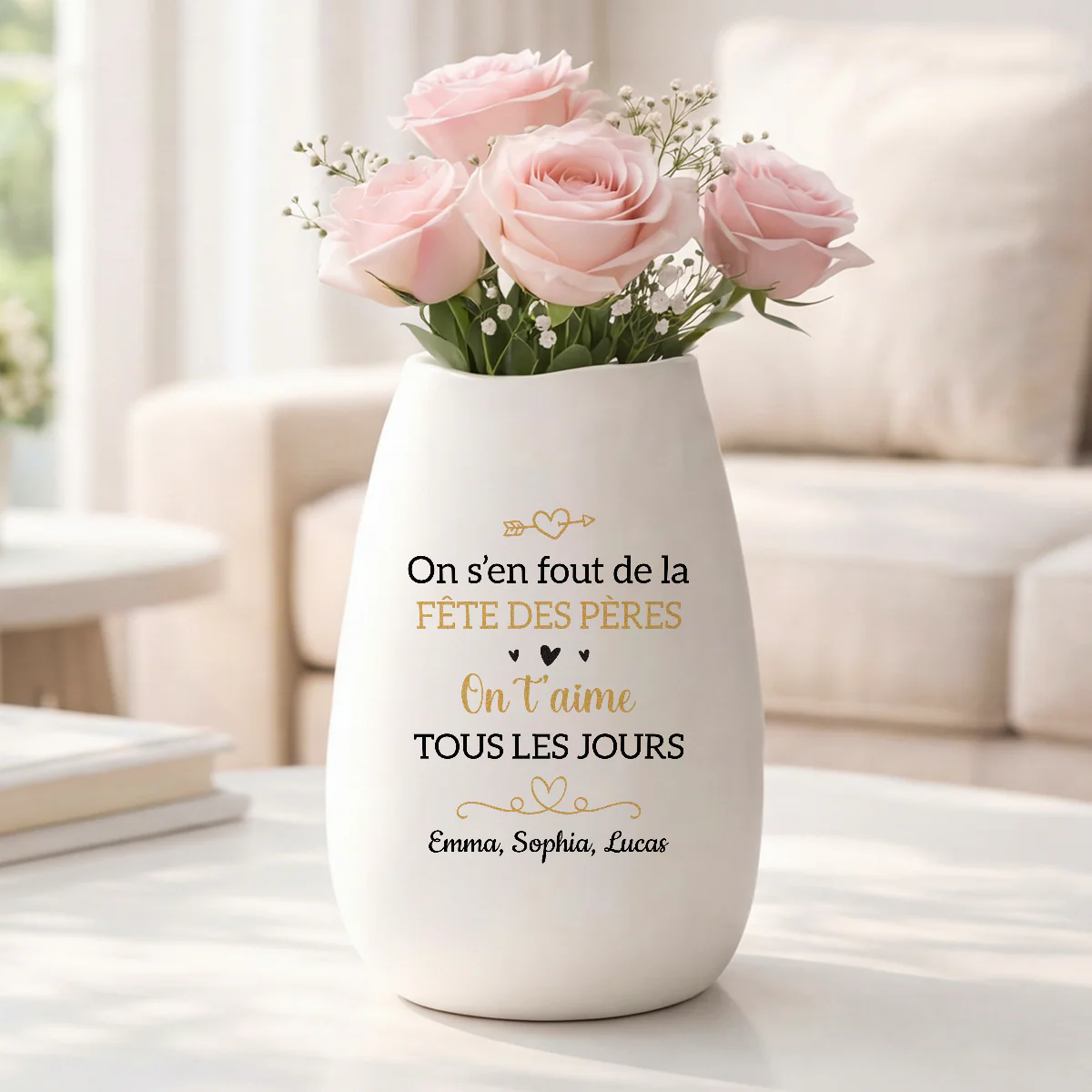 Vase Personnalisé Céramique Mate Pour Maman Papa - Cadeau Fêtes Des Mères Et Fête Des Pères - Image 2
