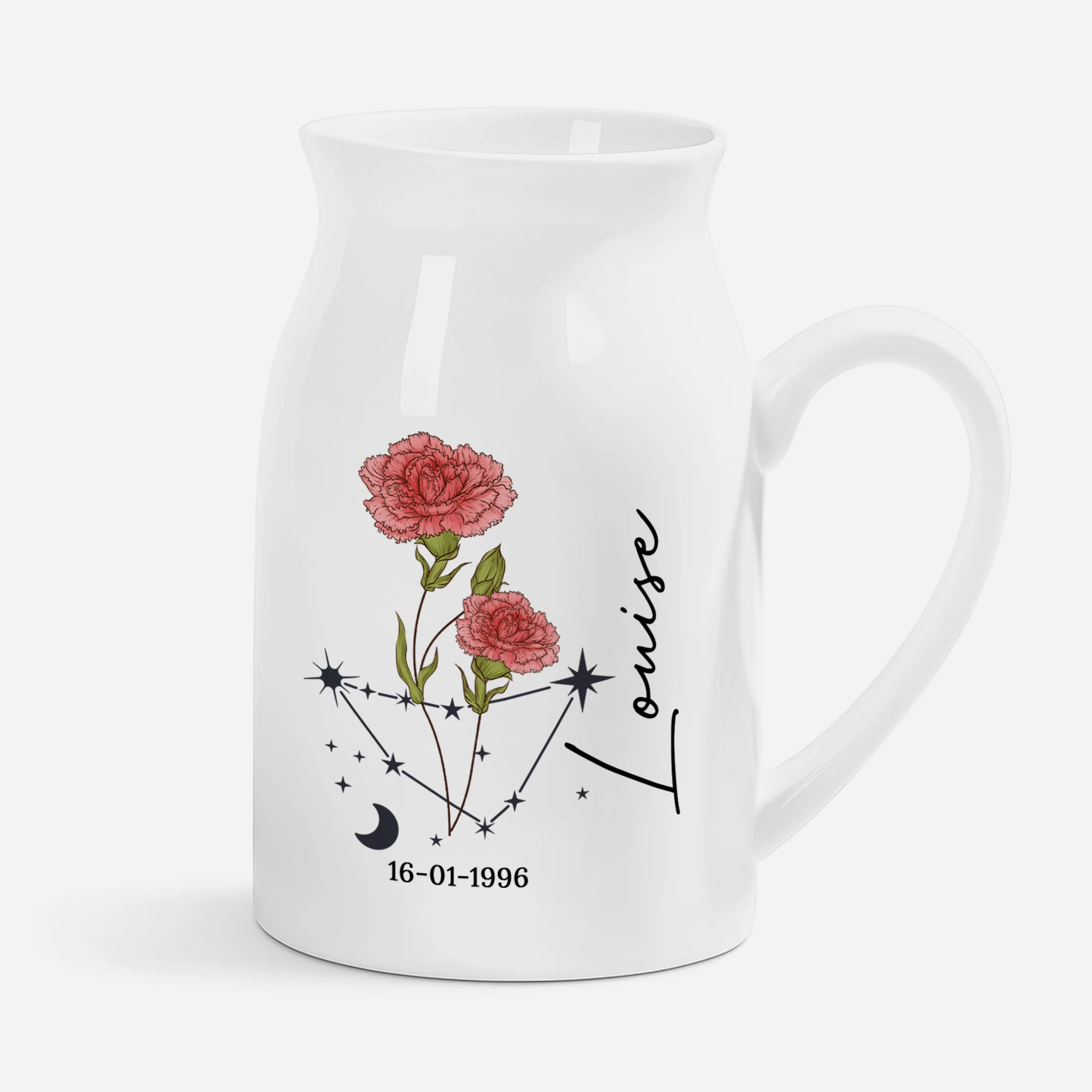 Vase personnalisé femme – Zodiaque floral & signe astrologique