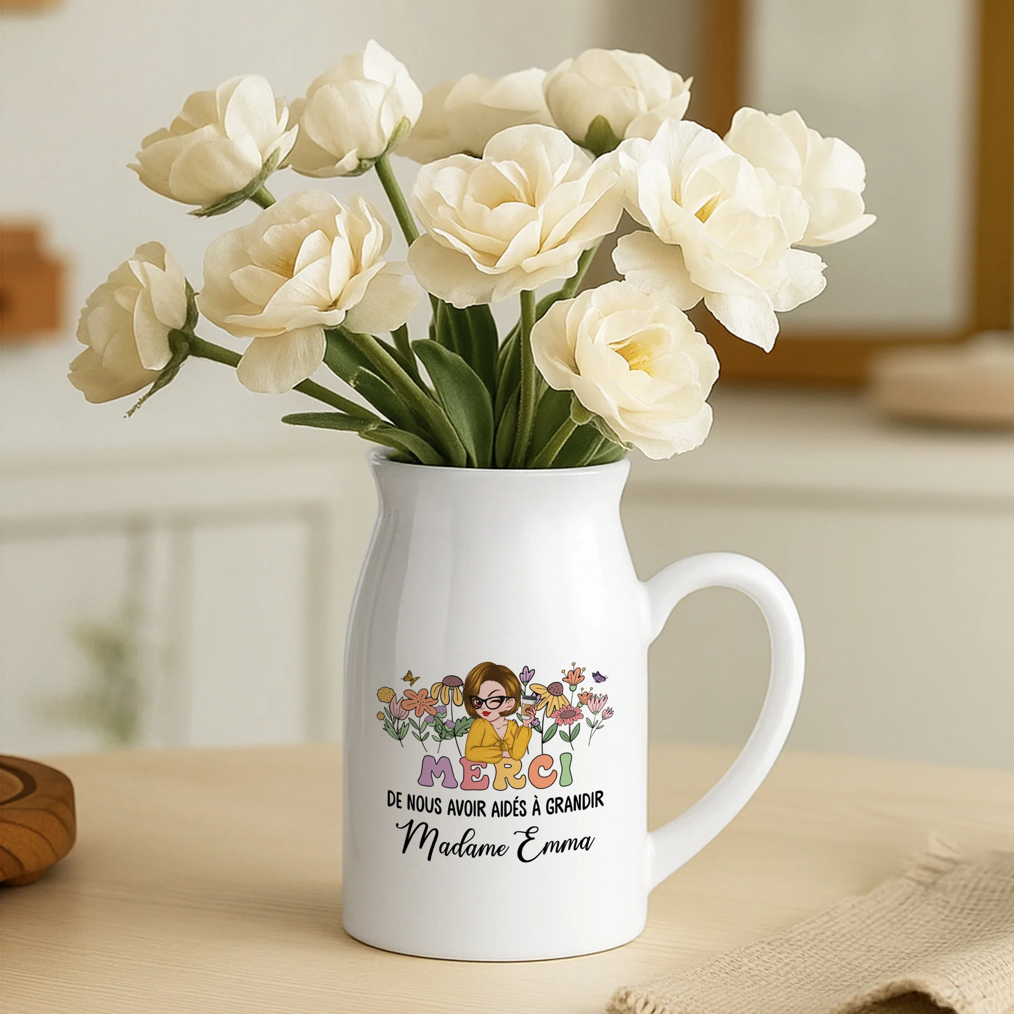 Vase Personnalisé Maîtresse - Merci De Nous Avoir Aidés À Grandir - Image 2