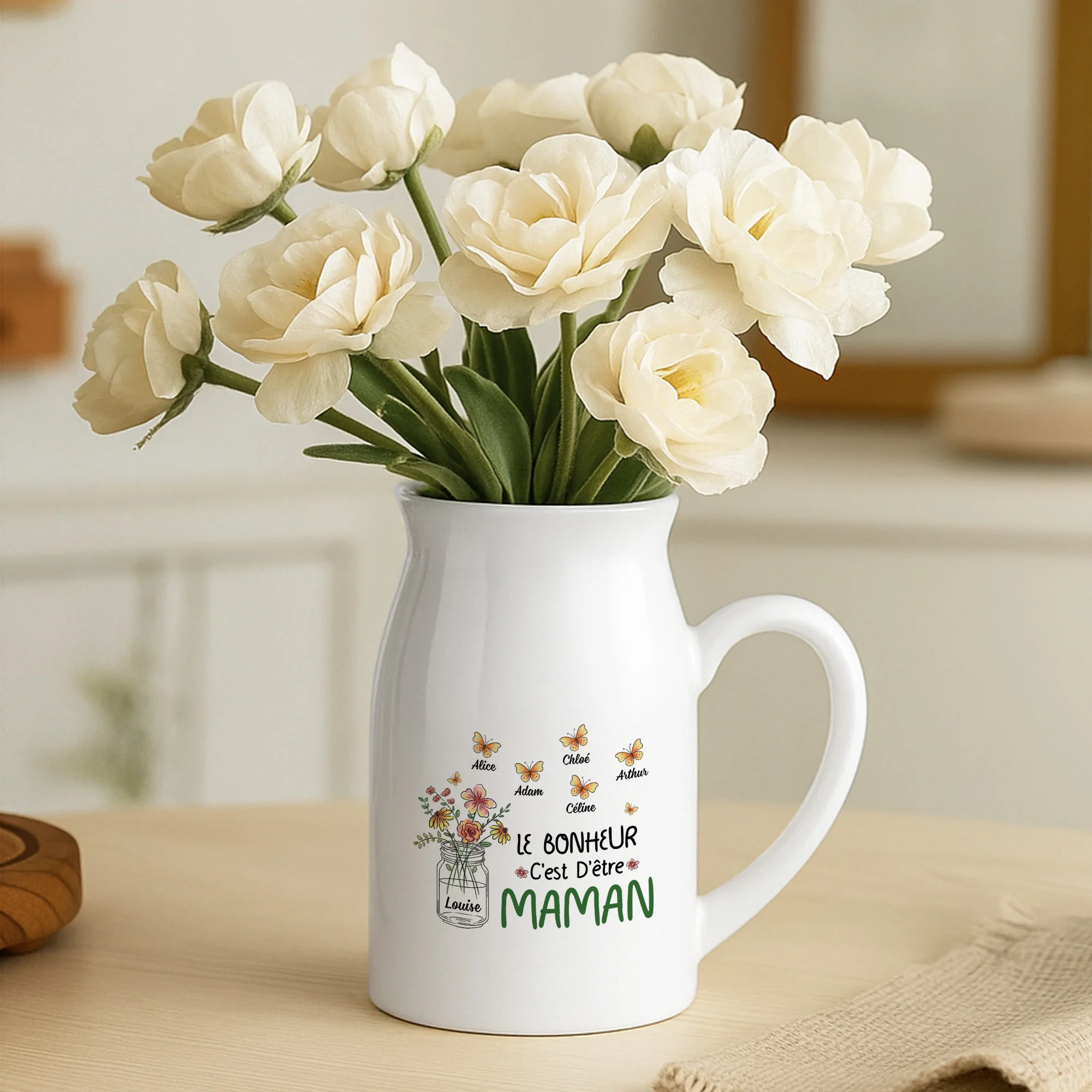Vase Personnalisé Mamie - Le Bonheur C'est D'être Mamie Floral - Image 2